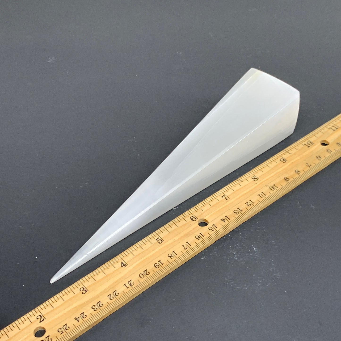 252.5g, 7.5"x1.5"x1.6" Selenite (Satin Spar) Crystal Crystal Tower Point,B35955