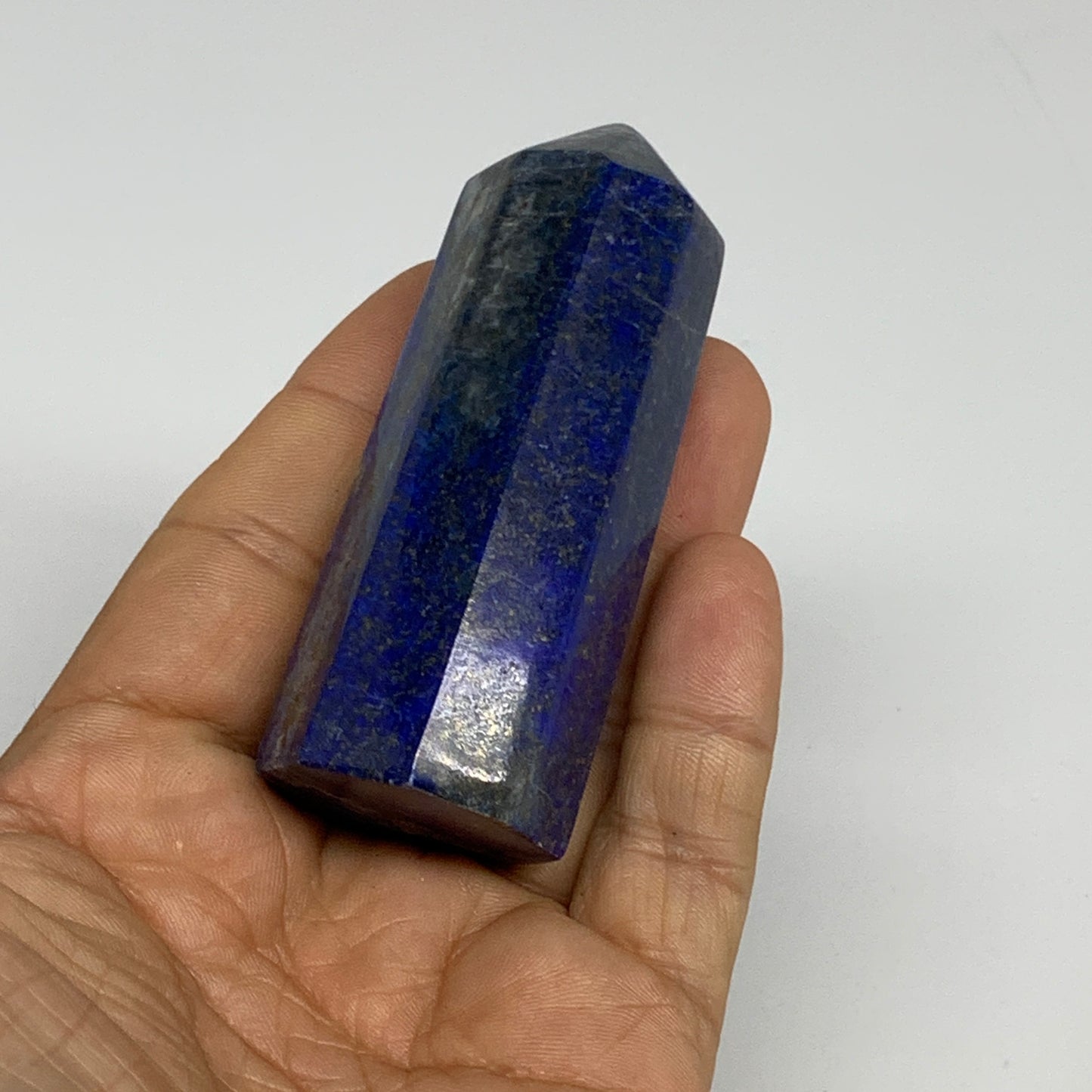 125.3g, 2.9"x1.1", Natural Lapis Lazuli Tower Point Obelisk Afghanistan,B30368