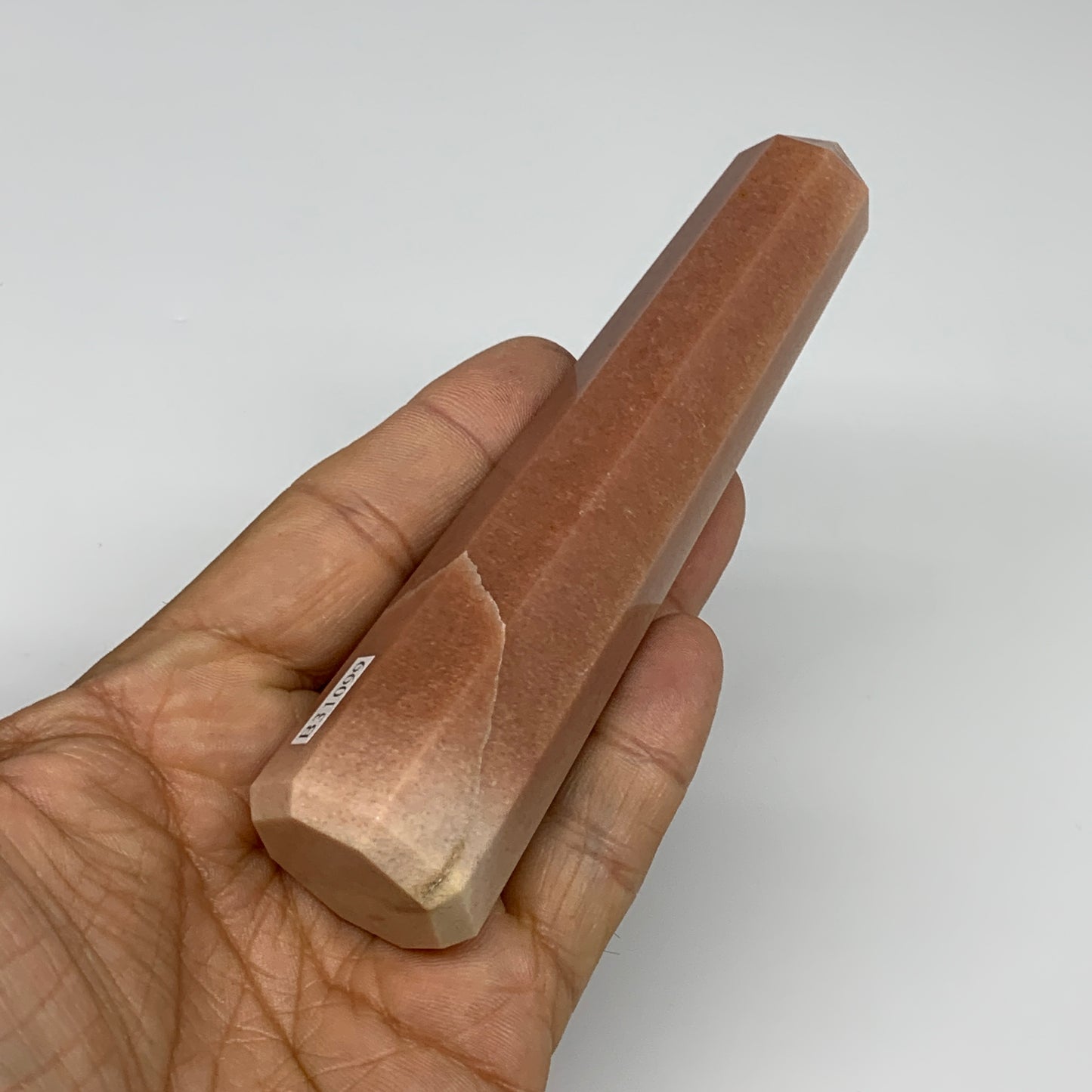 159.5g, 5.1"x1.1"x1.1" Red Aventurine Tower Obelisk Point Crystal @India,B31099