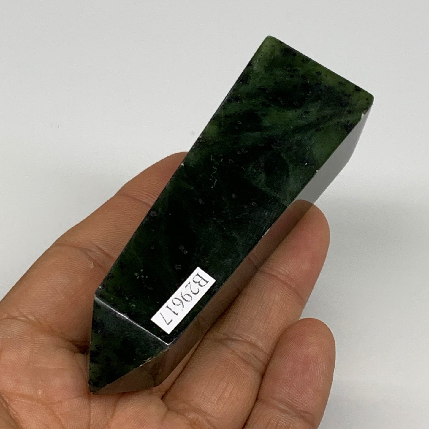 111.1g, 3.5"x1.1"x1", Serpentine Point Tower Obelisk Crystal @Pakistan, B29617