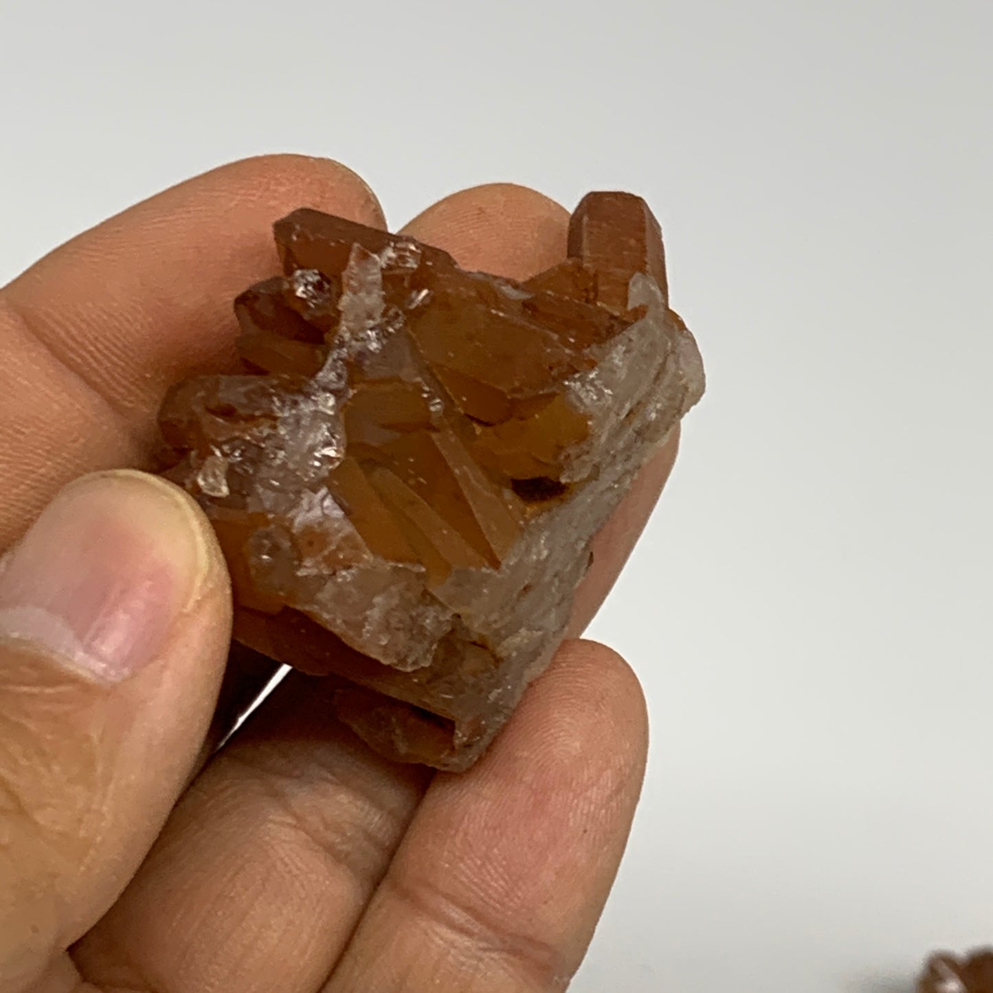 105.1g, 1.5"-2.1", 4pcs, Orange Quartz Cluster Crystal Terminated @Brazil, B2888