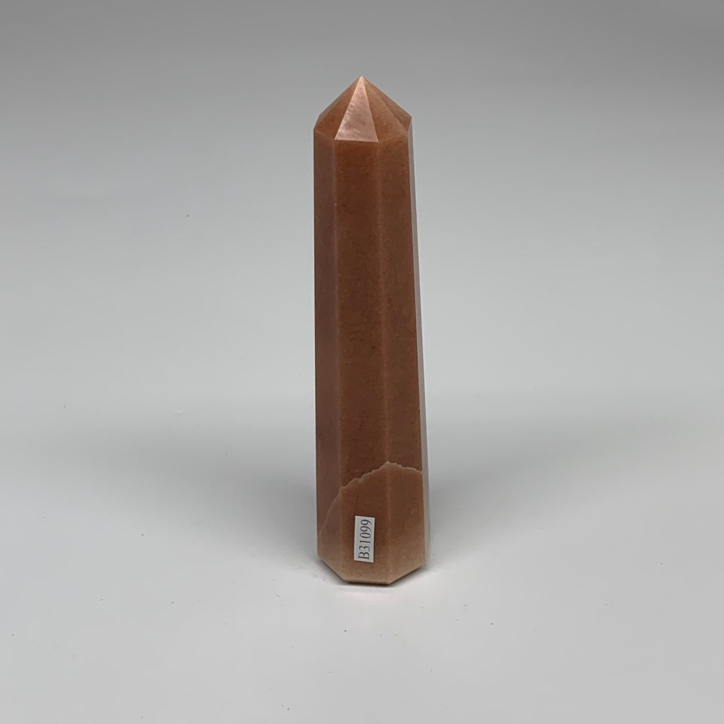 159.5g, 5.1"x1.1"x1.1" Red Aventurine Tower Obelisk Point Crystal @India,B31099