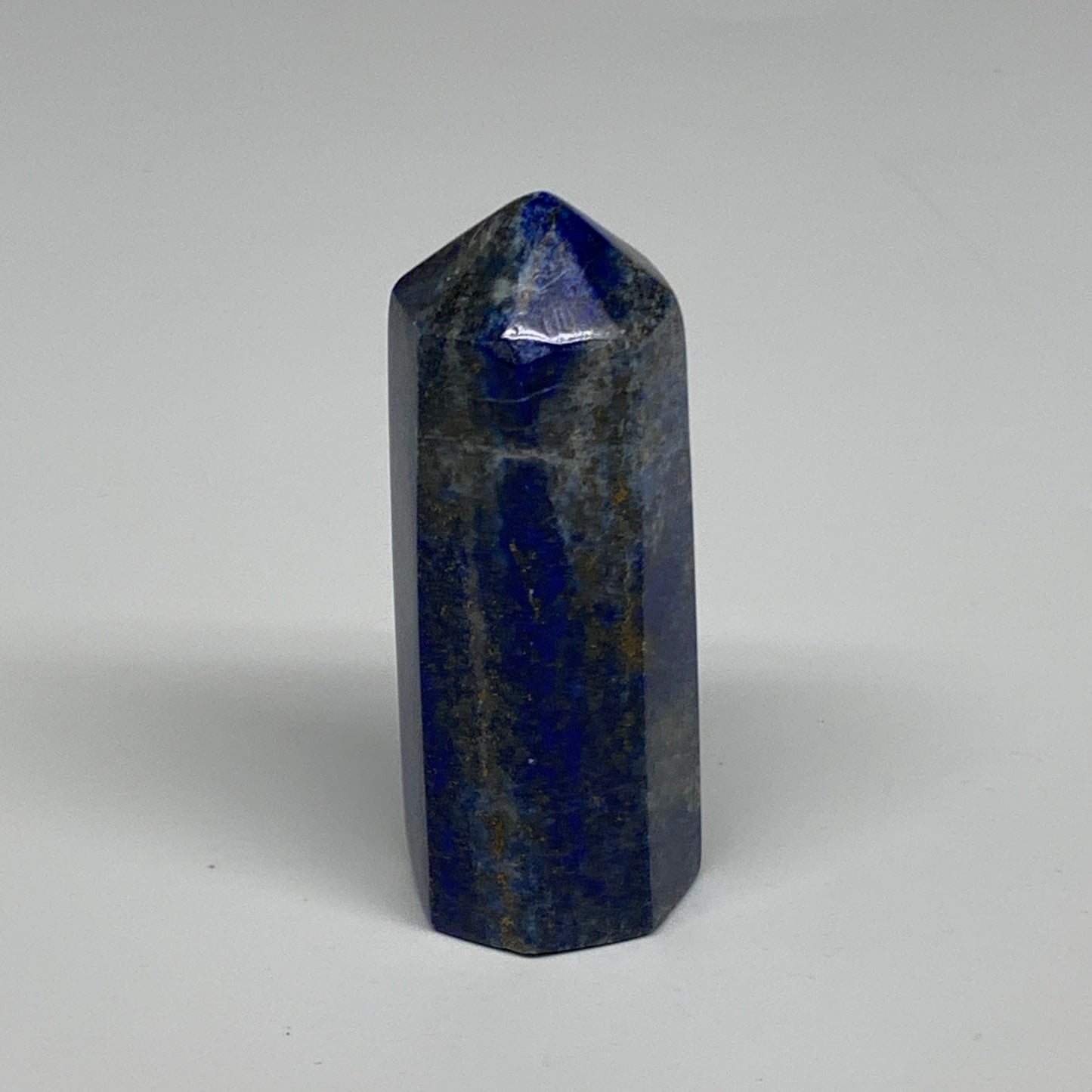 125.3g, 2.9"x1.1", Natural Lapis Lazuli Tower Point Obelisk Afghanistan,B30368