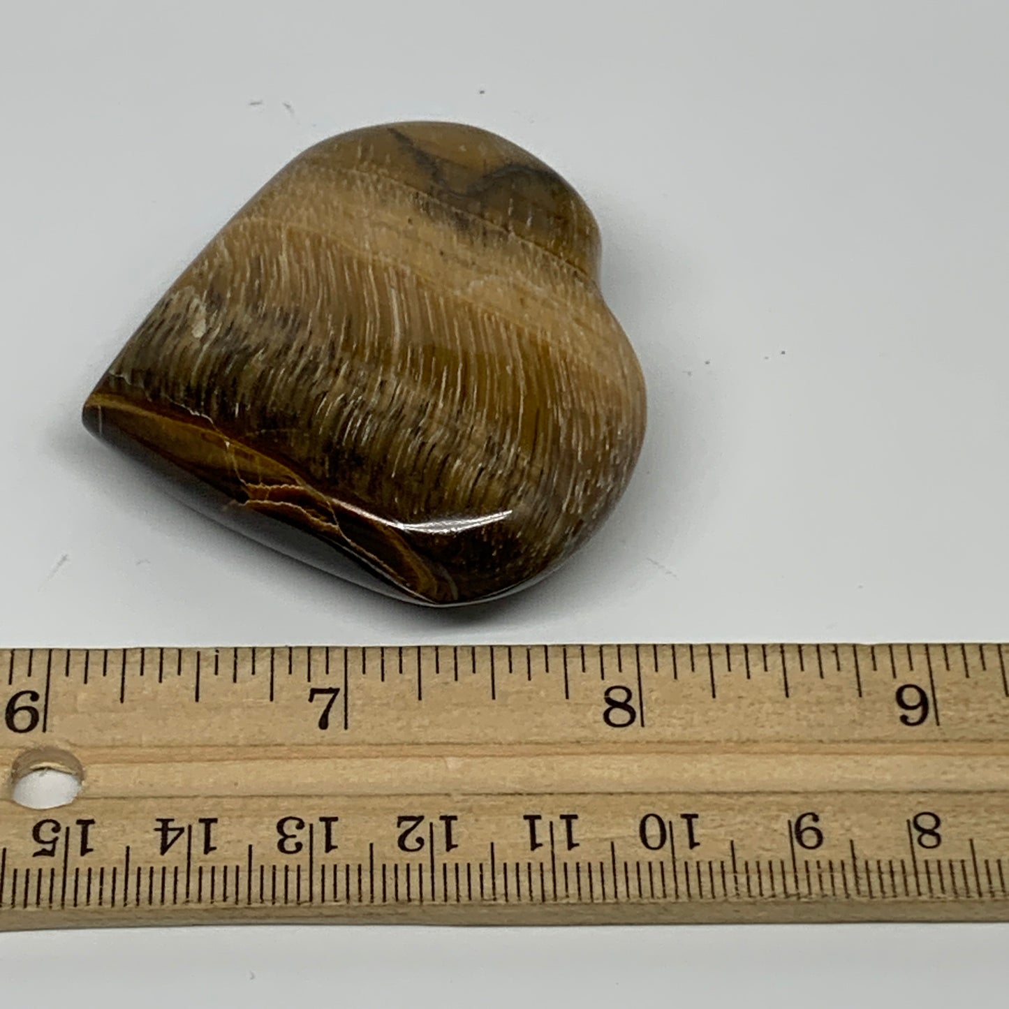 67.3g, 2"x2.2"x0.7", Tiger's Eye Heart Polished Healing Crystal @India, B33905