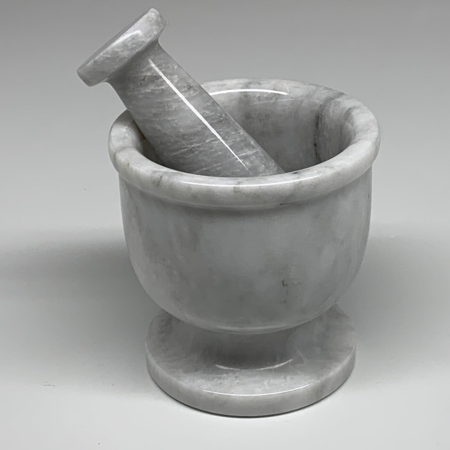 2.44 lbs,  4"x3.9", Natural Marble Crystal Pestle and Mortar Handmade, B32524