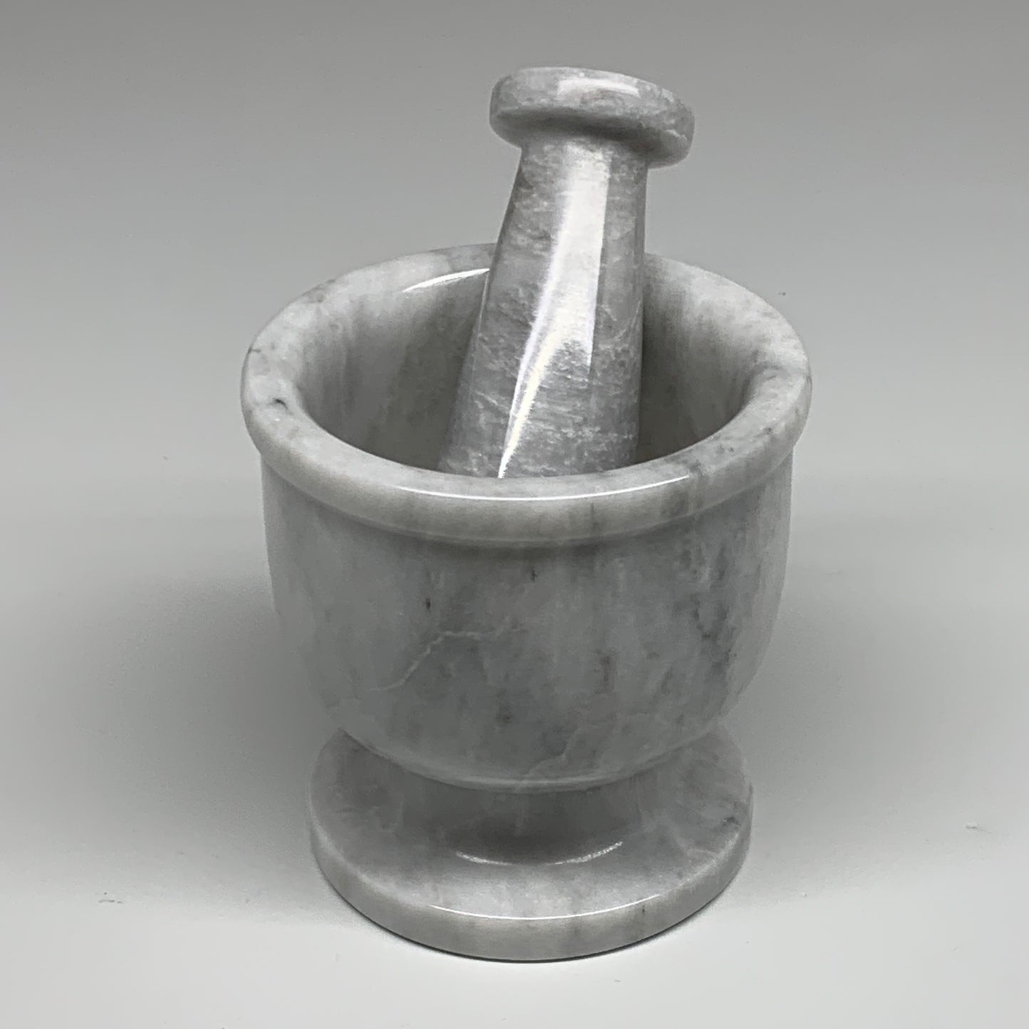 2.44 lbs,  4"x3.9", Natural Marble Crystal Pestle and Mortar Handmade, B32524