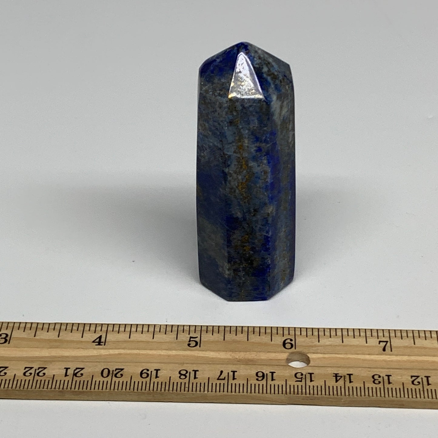 125.3g, 2.9"x1.1", Natural Lapis Lazuli Tower Point Obelisk Afghanistan,B30368