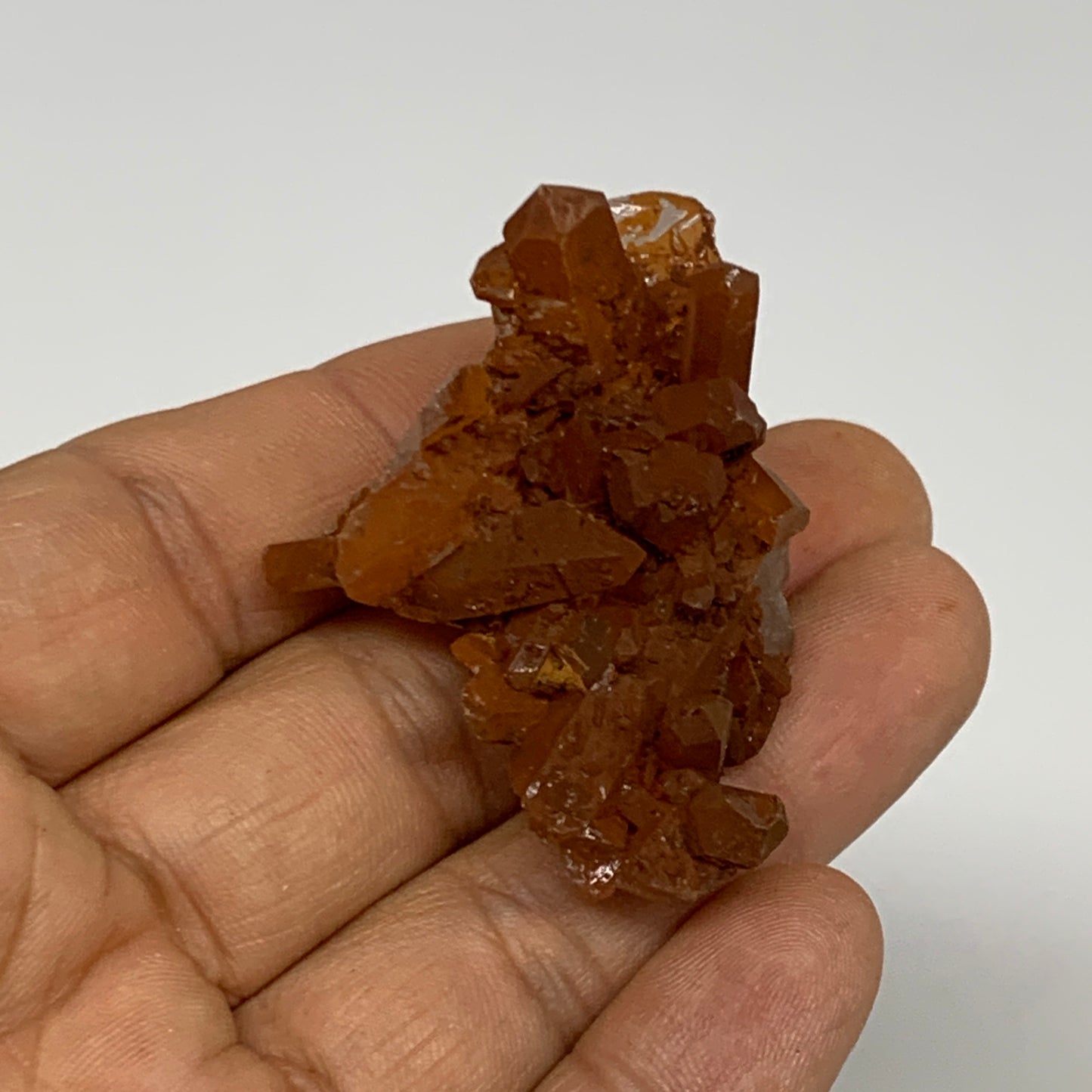 105.1g, 1.5"-2.1", 4pcs, Orange Quartz Cluster Crystal Terminated @Brazil, B2888