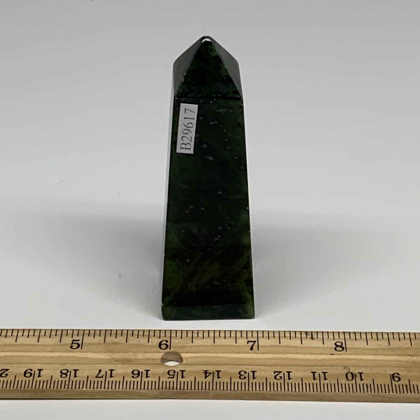 111.1g, 3.5"x1.1"x1", Serpentine Point Tower Obelisk Crystal @Pakistan, B29617