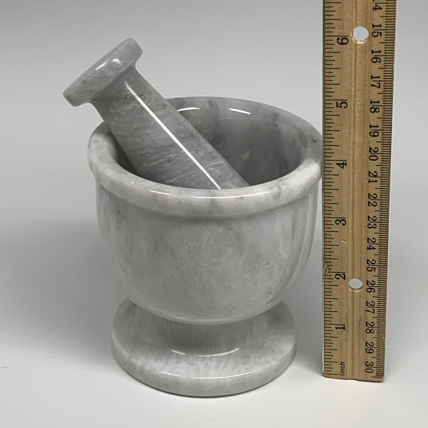 2.44 lbs,  4"x3.9", Natural Marble Crystal Pestle and Mortar Handmade, B32524