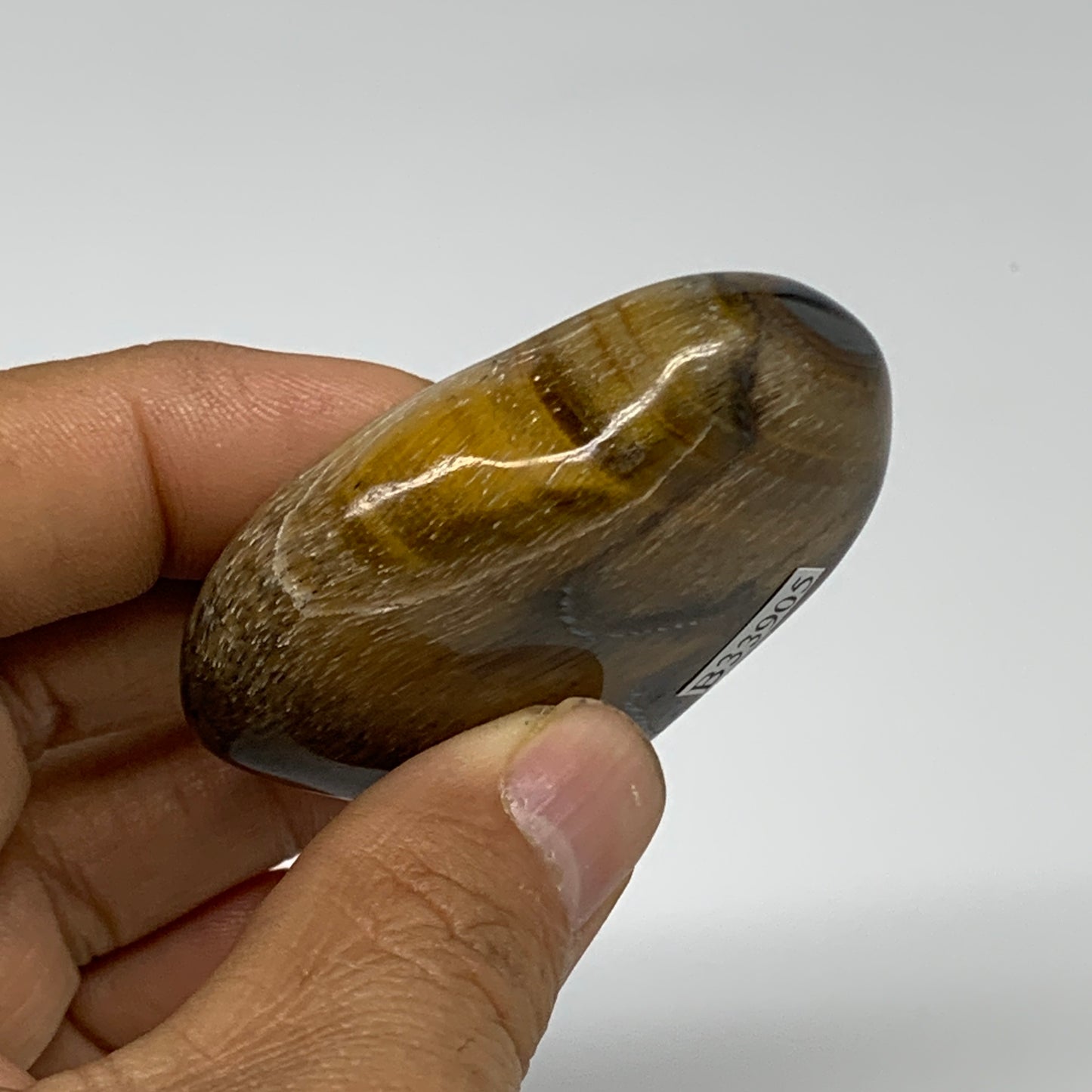 67.3g, 2"x2.2"x0.7", Tiger's Eye Heart Polished Healing Crystal @India, B33905