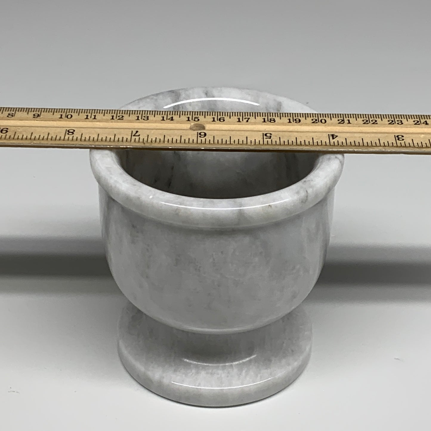2.44 lbs,  4"x3.9", Natural Marble Crystal Pestle and Mortar Handmade, B32524