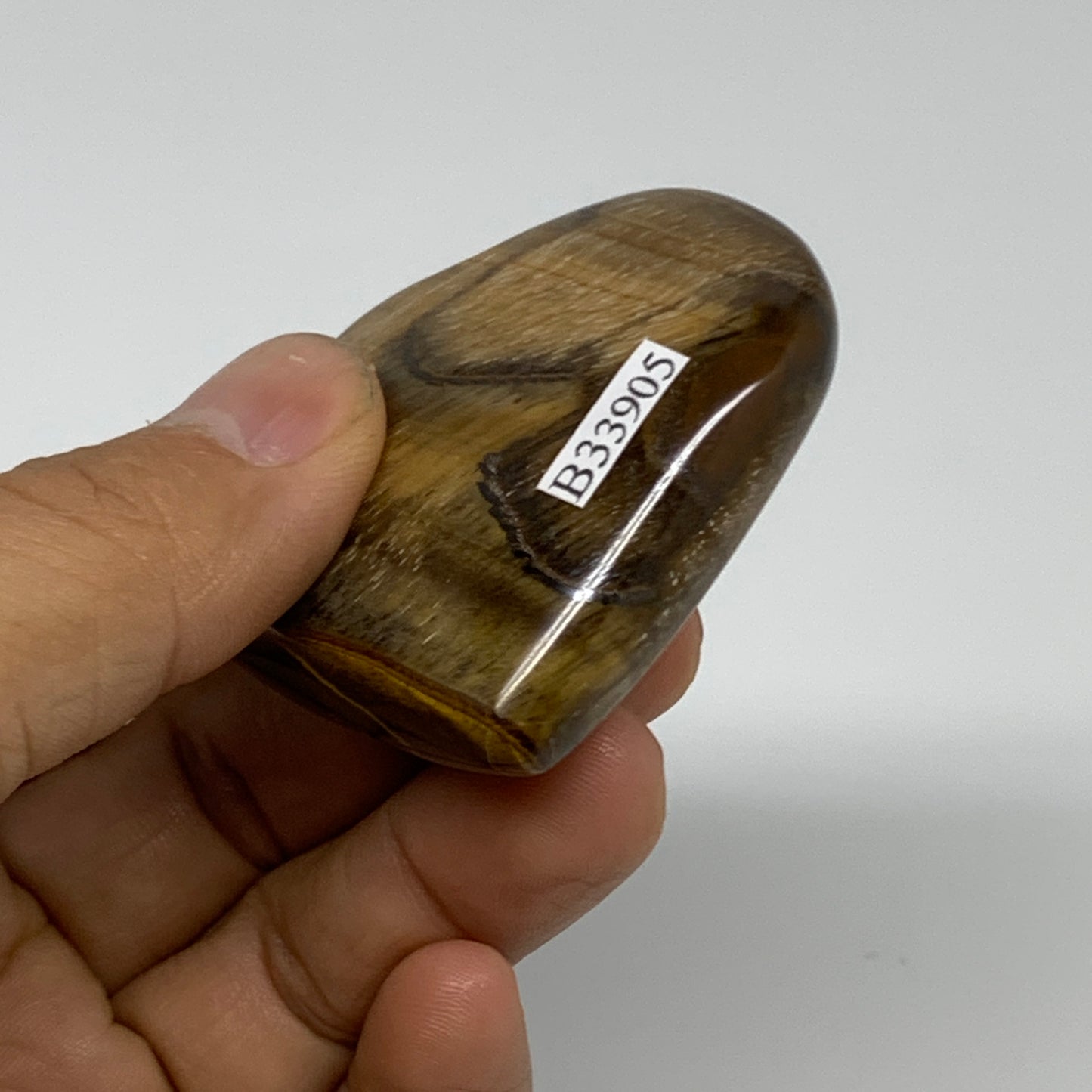 67.3g, 2"x2.2"x0.7", Tiger's Eye Heart Polished Healing Crystal @India, B33905