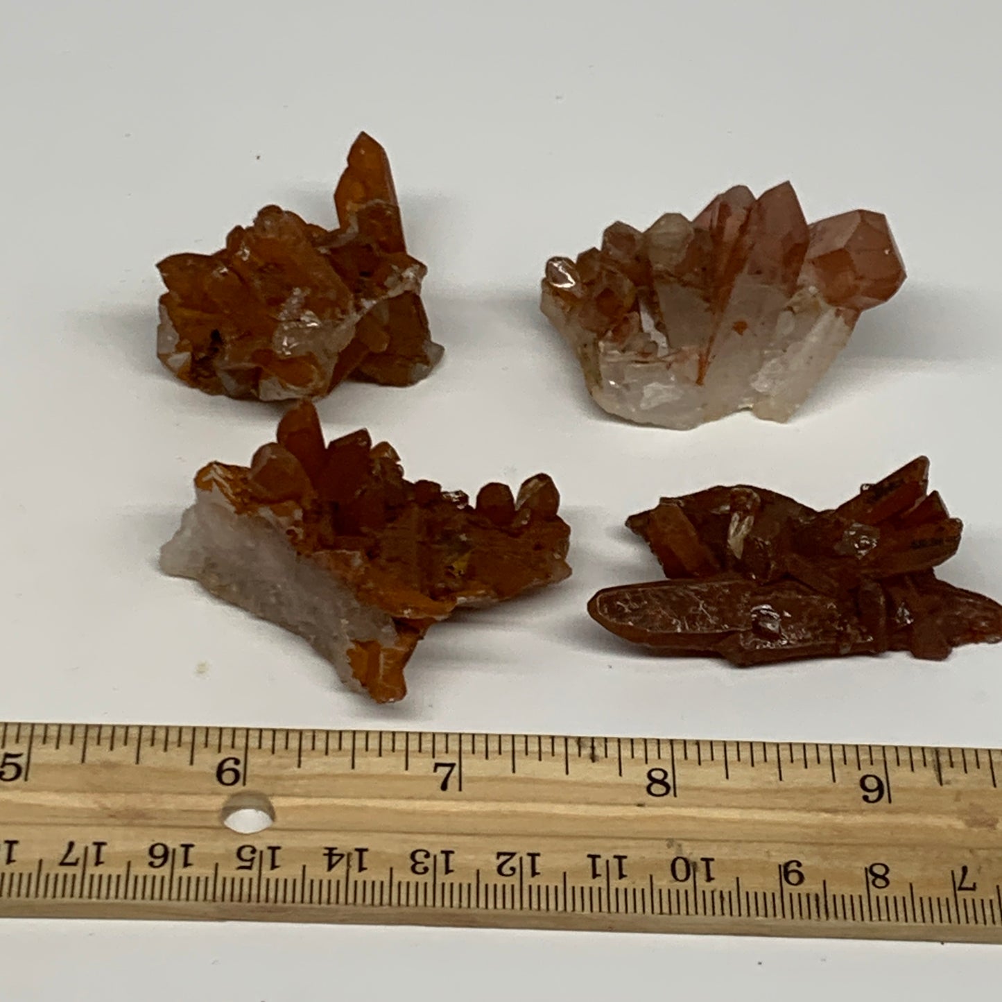 105.1g, 1.5"-2.1", 4pcs, Orange Quartz Cluster Crystal Terminated @Brazil, B2888