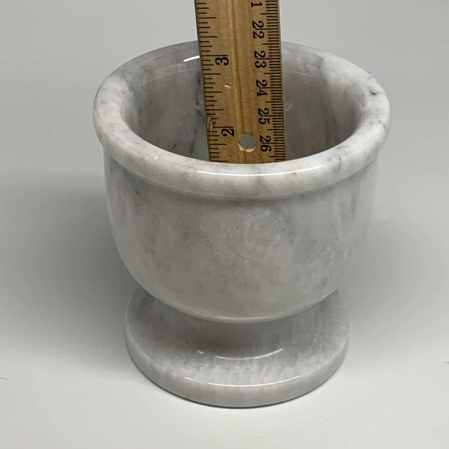 2.44 lbs,  4"x3.9", Natural Marble Crystal Pestle and Mortar Handmade, B32524