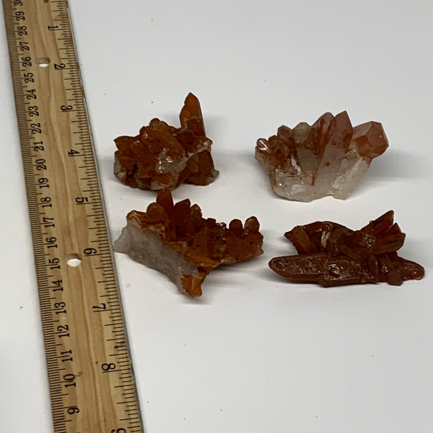 105.1g, 1.5"-2.1", 4pcs, Orange Quartz Cluster Crystal Terminated @Brazil, B2888