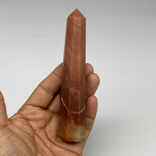 130g, 5"x1"x1" Red Aventurine Tower Obelisk Point Crystal @India,B31200