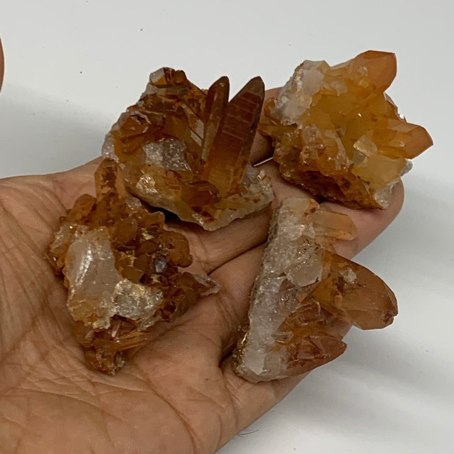 118.2g, 1.4"-1.6", 4pcs, Orange Quartz Cluster Crystal Terminated @Brazil, B2888