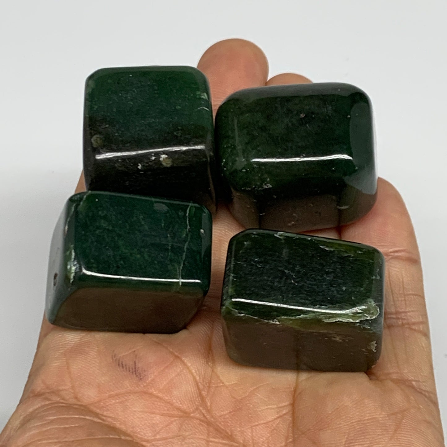 155.2g, 0.9"-1.2", 4pcs, Natural Nephrite Jade Tumbled Stone @Afghanistan,B31888