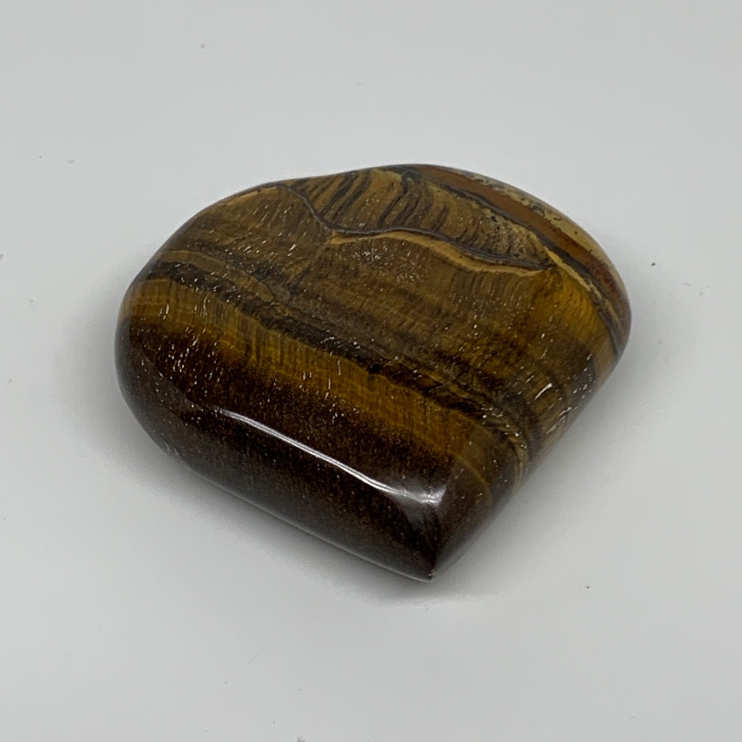68.5g, 2"x2.1"x0.7", Tiger's Eye Heart Polished Healing Crystal @India, B33906
