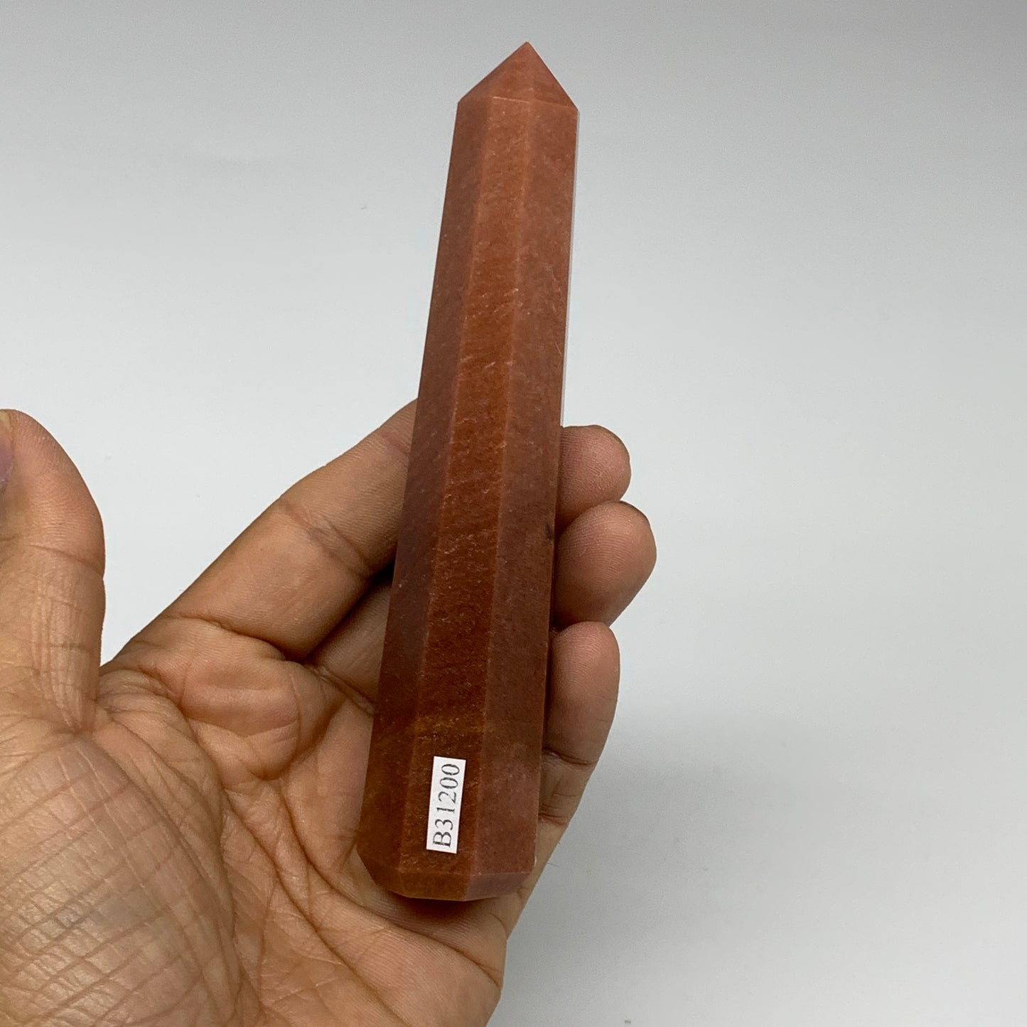 130g, 5"x1"x1" Red Aventurine Tower Obelisk Point Crystal @India,B31200