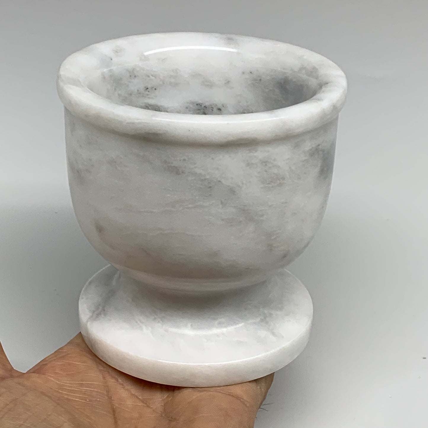 2.35 lbs,  3.9"x3.8", Natural Marble Crystal Pestle and Mortar Handmade, B32525