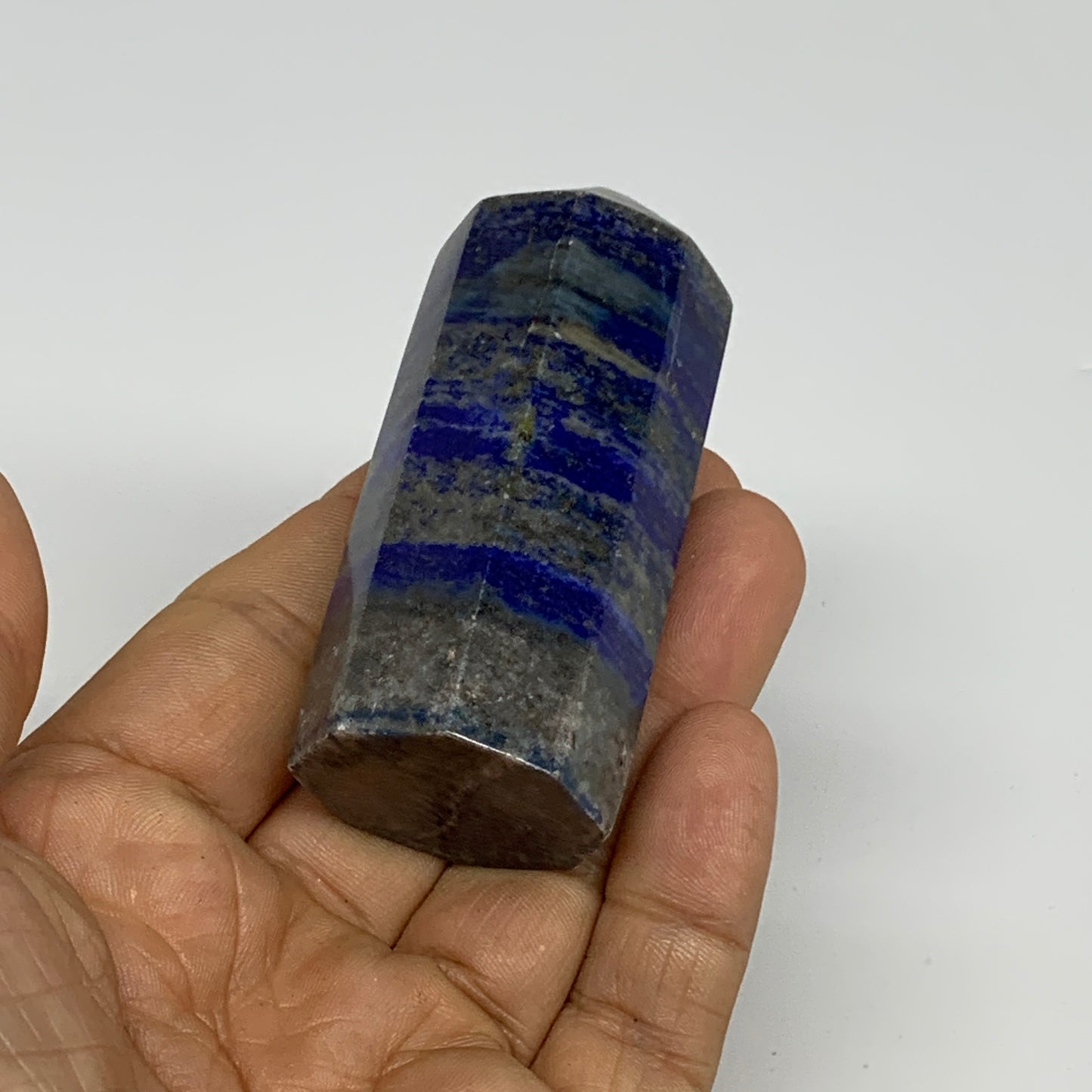 128.6g, 2.7"x1.1", Natural Lapis Lazuli Tower Point Obelisk Afghanistan,B30369