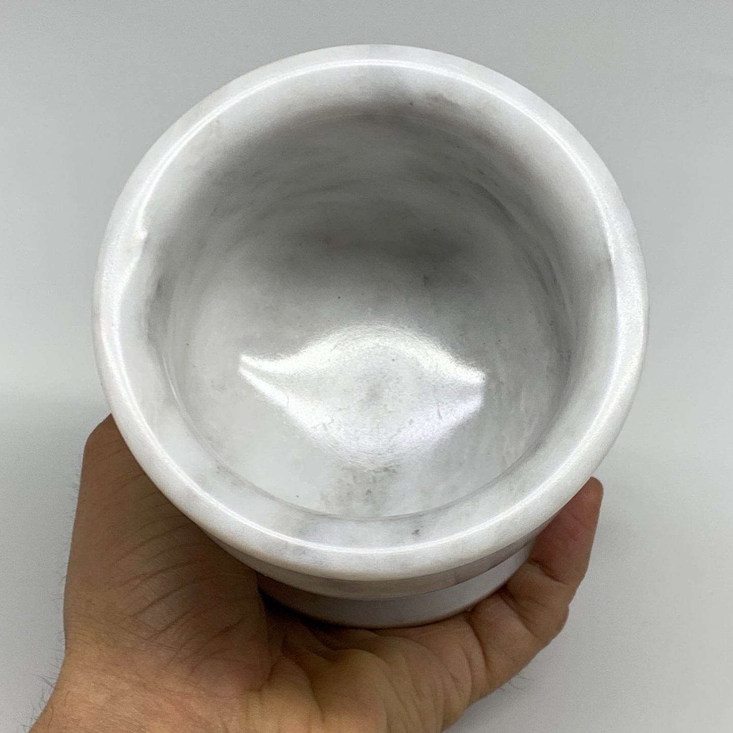 2.35 lbs,  3.9"x3.8", Natural Marble Crystal Pestle and Mortar Handmade, B32525