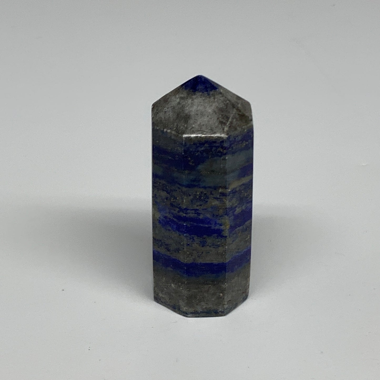 128.6g, 2.7"x1.1", Natural Lapis Lazuli Tower Point Obelisk Afghanistan,B30369