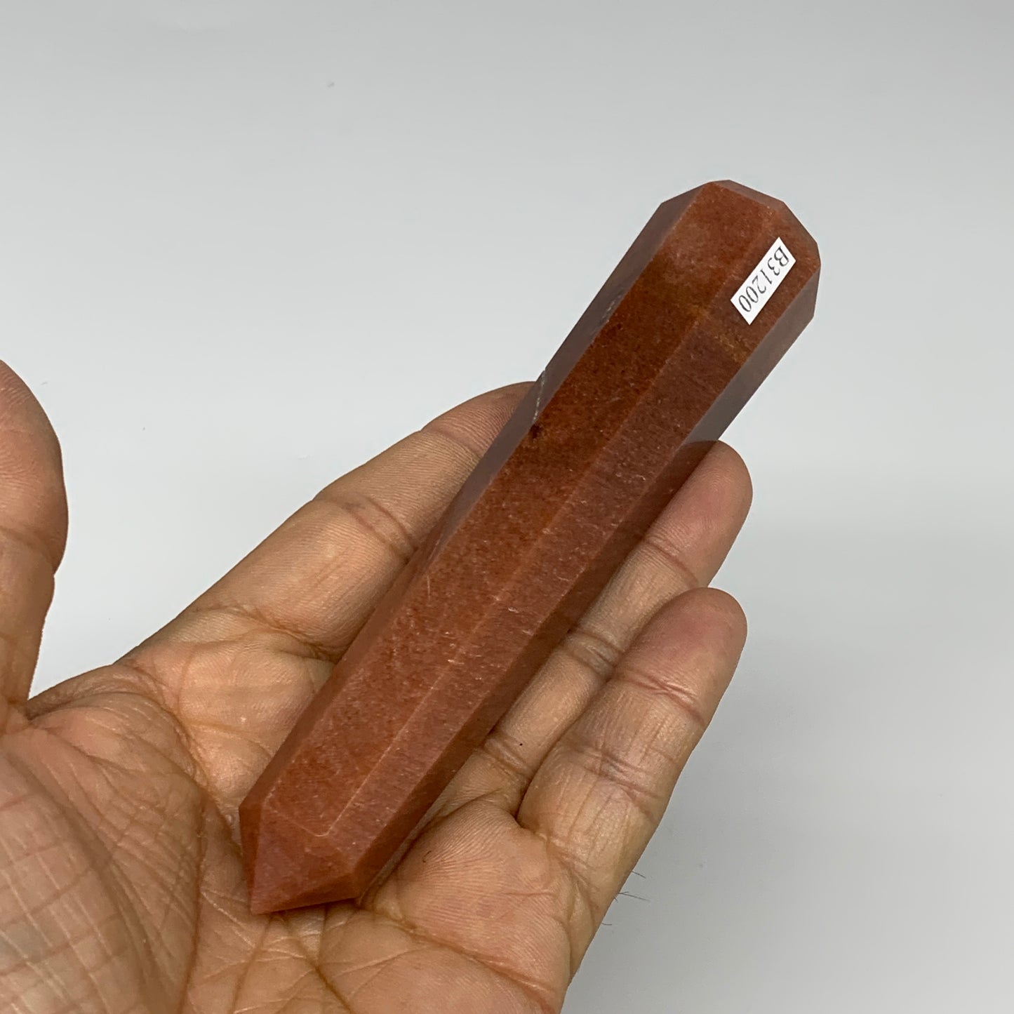 130g, 5"x1"x1" Red Aventurine Tower Obelisk Point Crystal @India,B31200