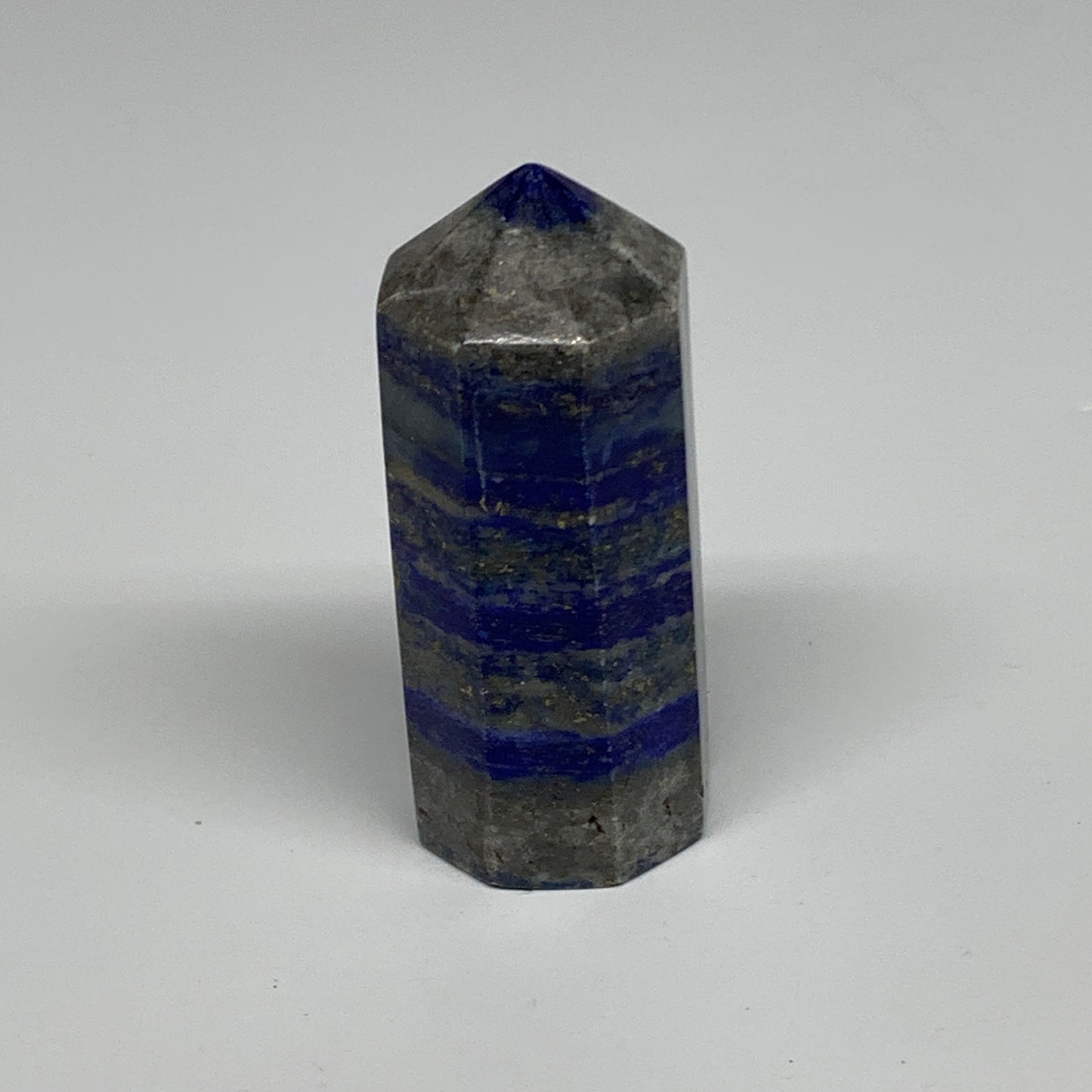 128.6g, 2.7"x1.1", Natural Lapis Lazuli Tower Point Obelisk Afghanistan,B30369
