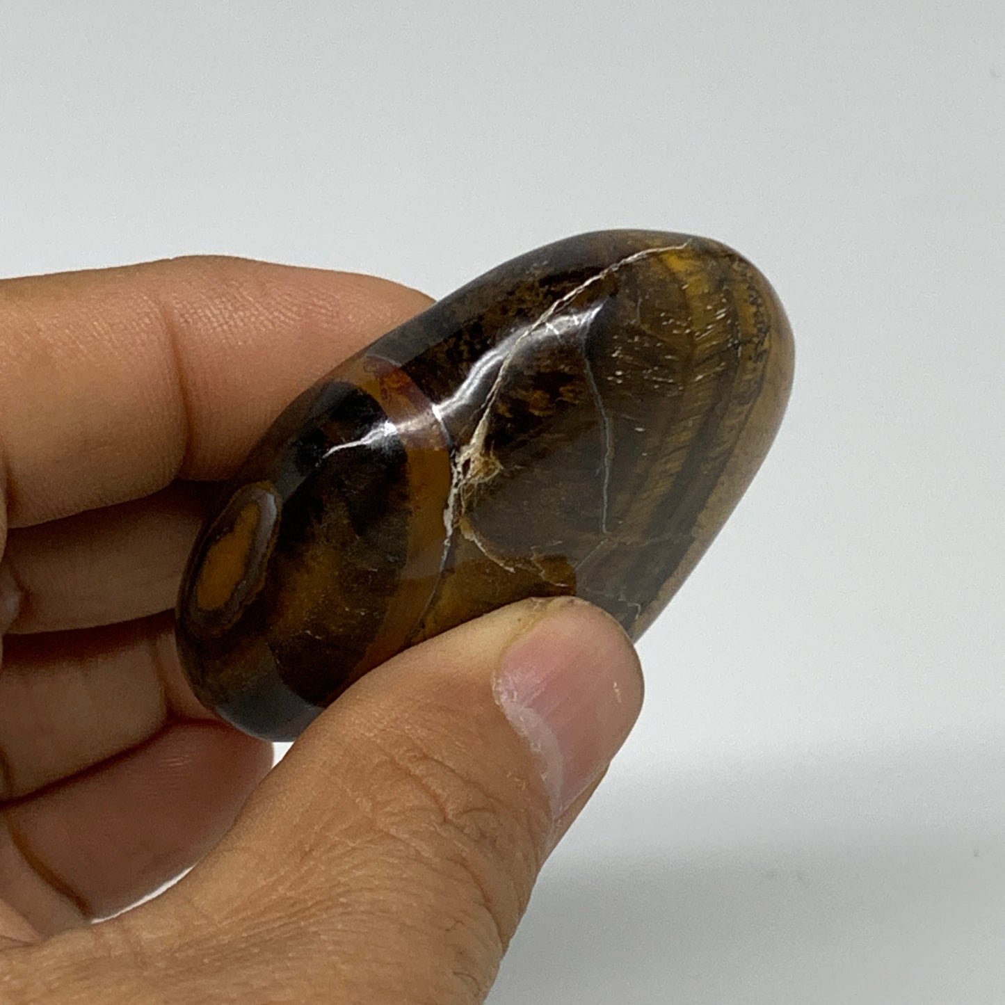 68.5g, 2"x2.1"x0.7", Tiger's Eye Heart Polished Healing Crystal @India, B33906
