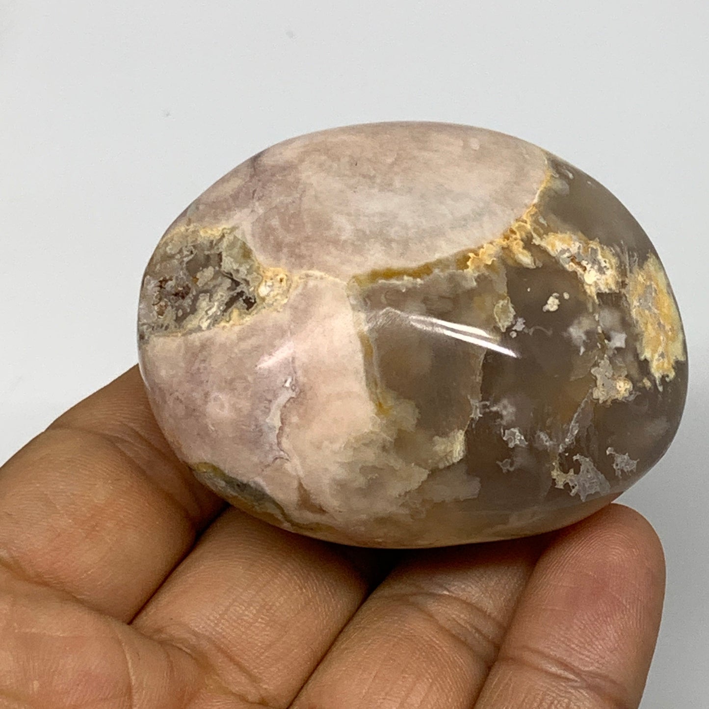 7.73 lbs (3508 Grams), 2"-2.8", 26pcs, Flower Agate Crystals Palm-Stone, B28097