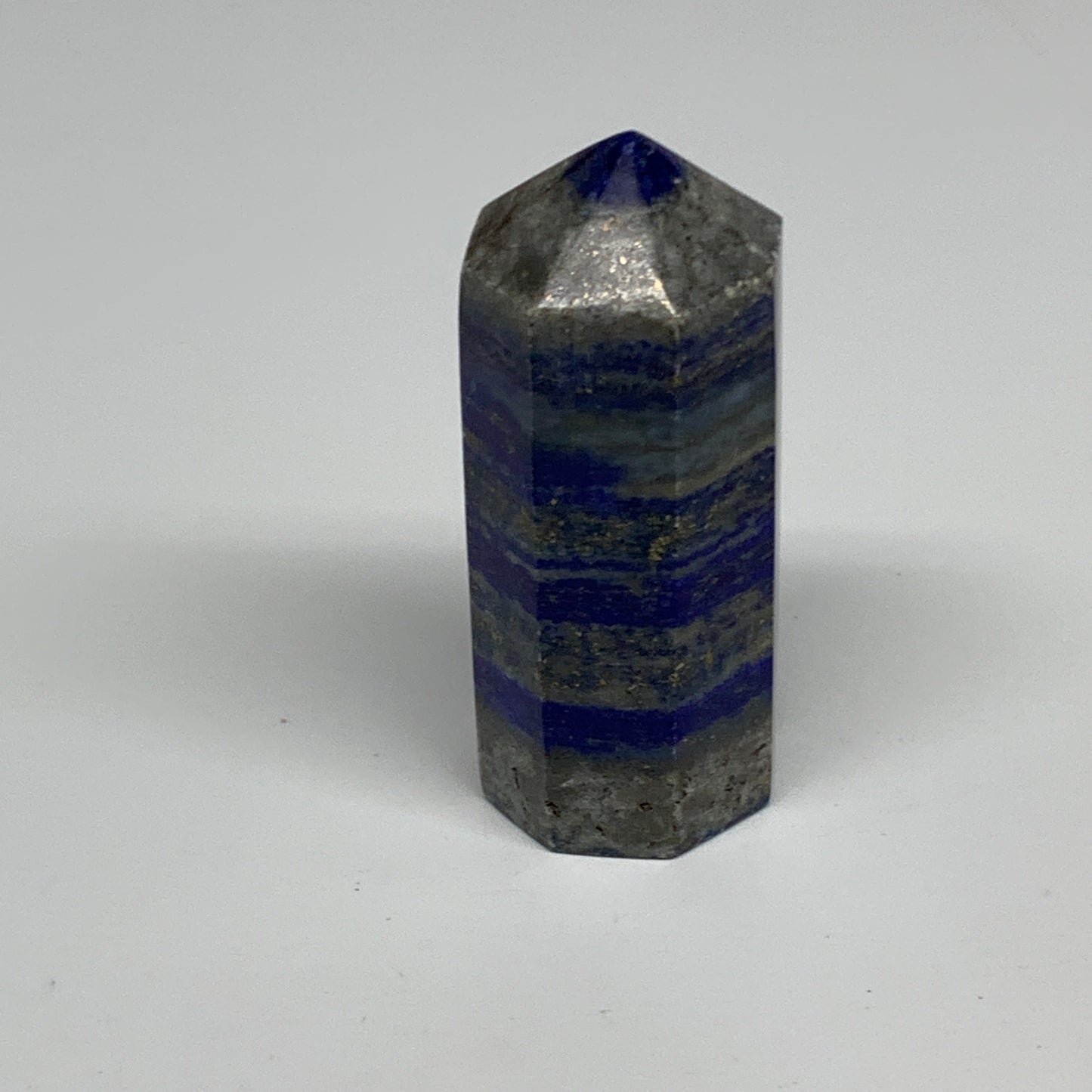 128.6g, 2.7"x1.1", Natural Lapis Lazuli Tower Point Obelisk Afghanistan,B30369
