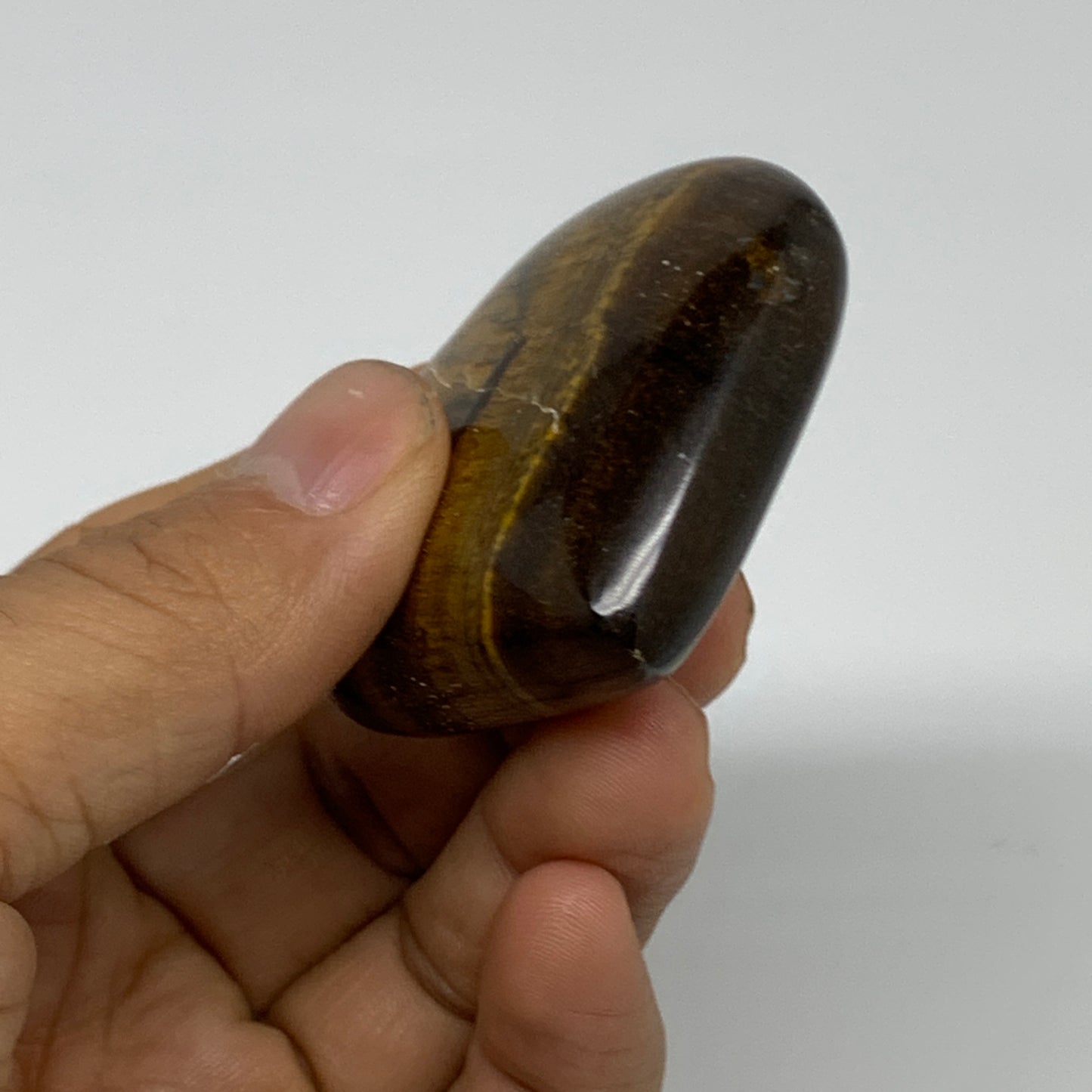 68.5g, 2"x2.1"x0.7", Tiger's Eye Heart Polished Healing Crystal @India, B33906