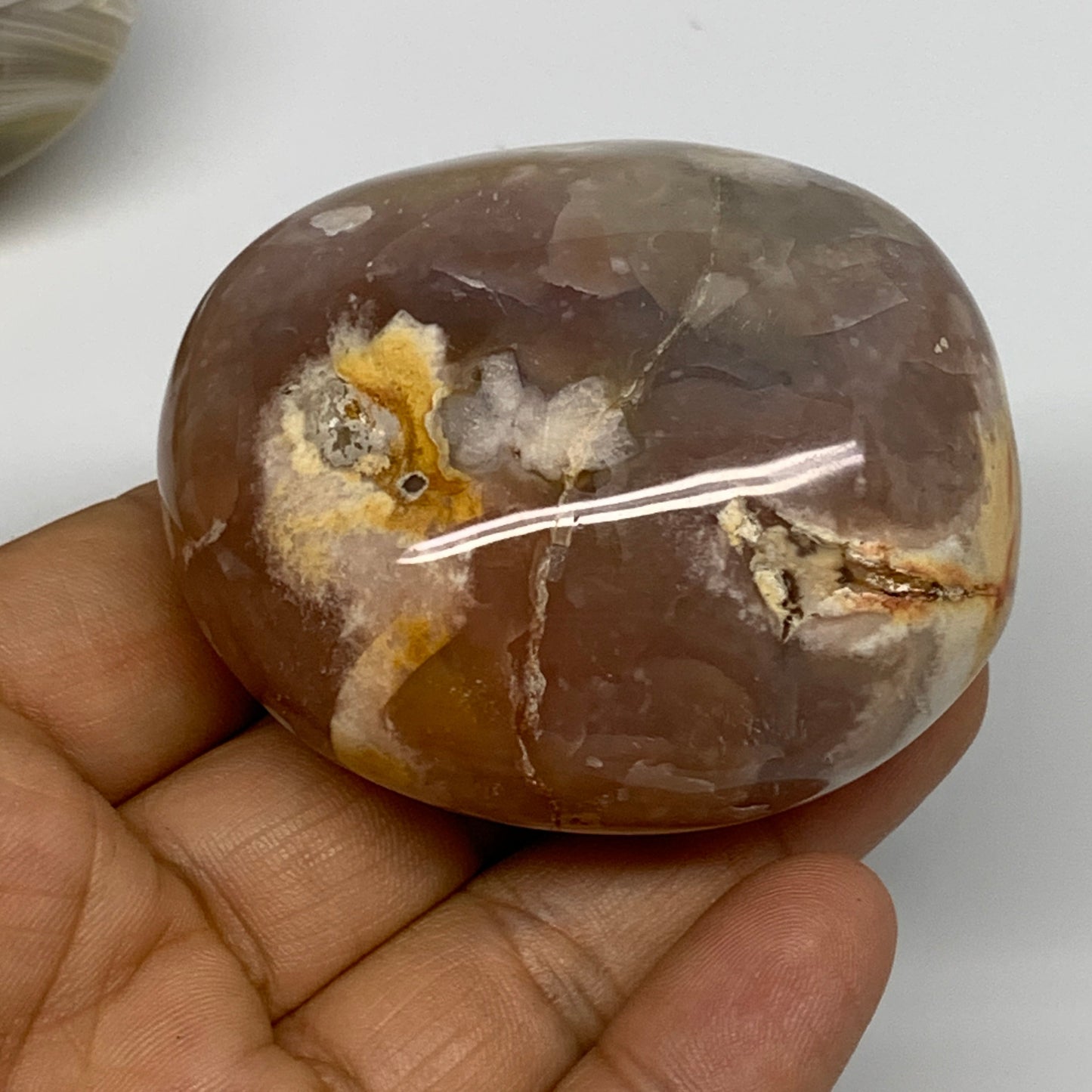 7.73 lbs (3508 Grams), 2"-2.8", 26pcs, Flower Agate Crystals Palm-Stone, B28097