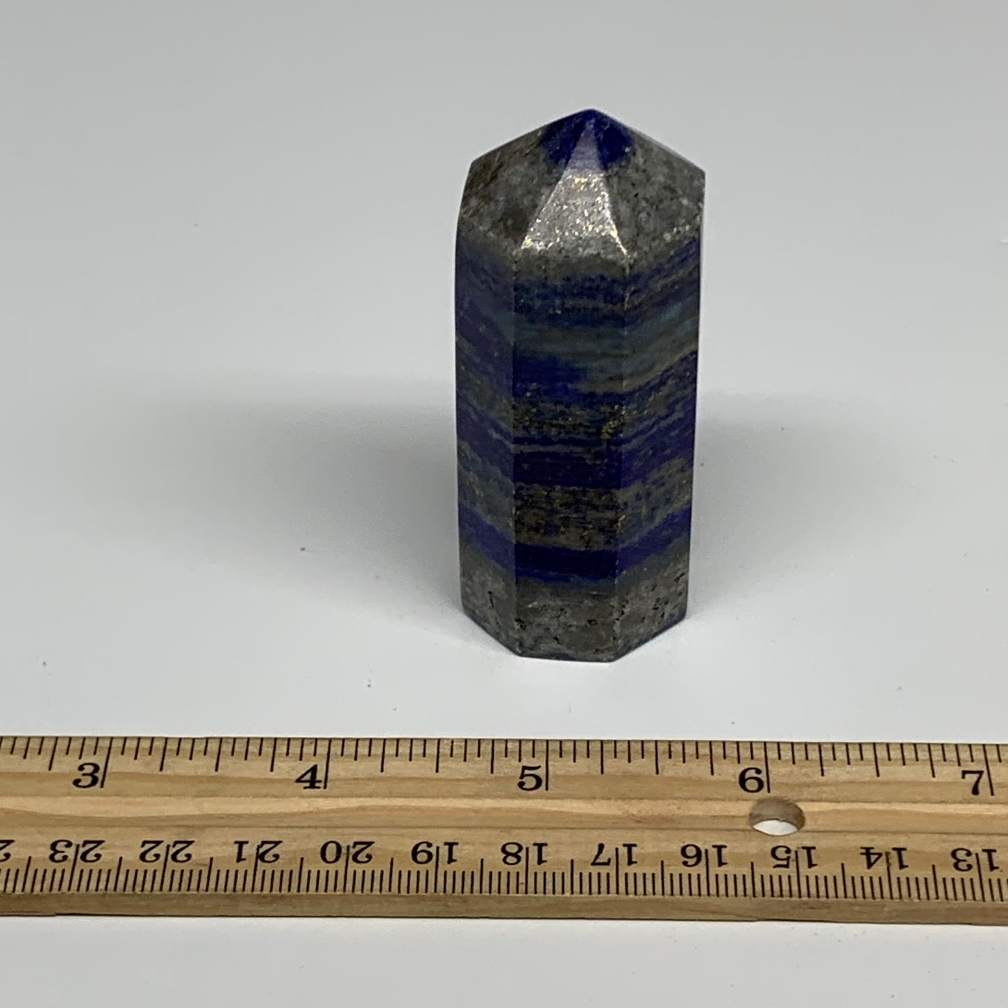 128.6g, 2.7"x1.1", Natural Lapis Lazuli Tower Point Obelisk Afghanistan,B30369