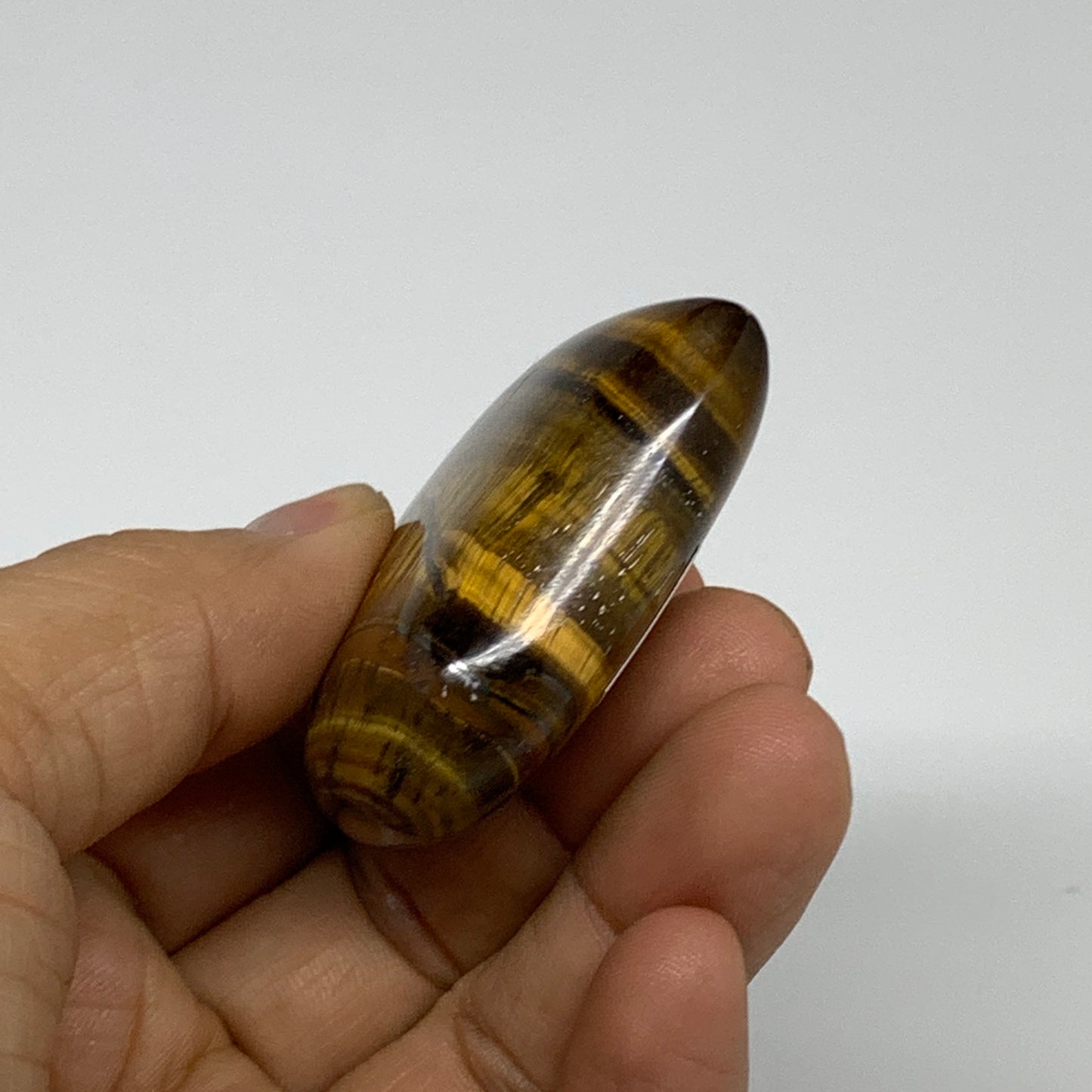 68.5g, 2"x2.1"x0.7", Tiger's Eye Heart Polished Healing Crystal @India, B33906