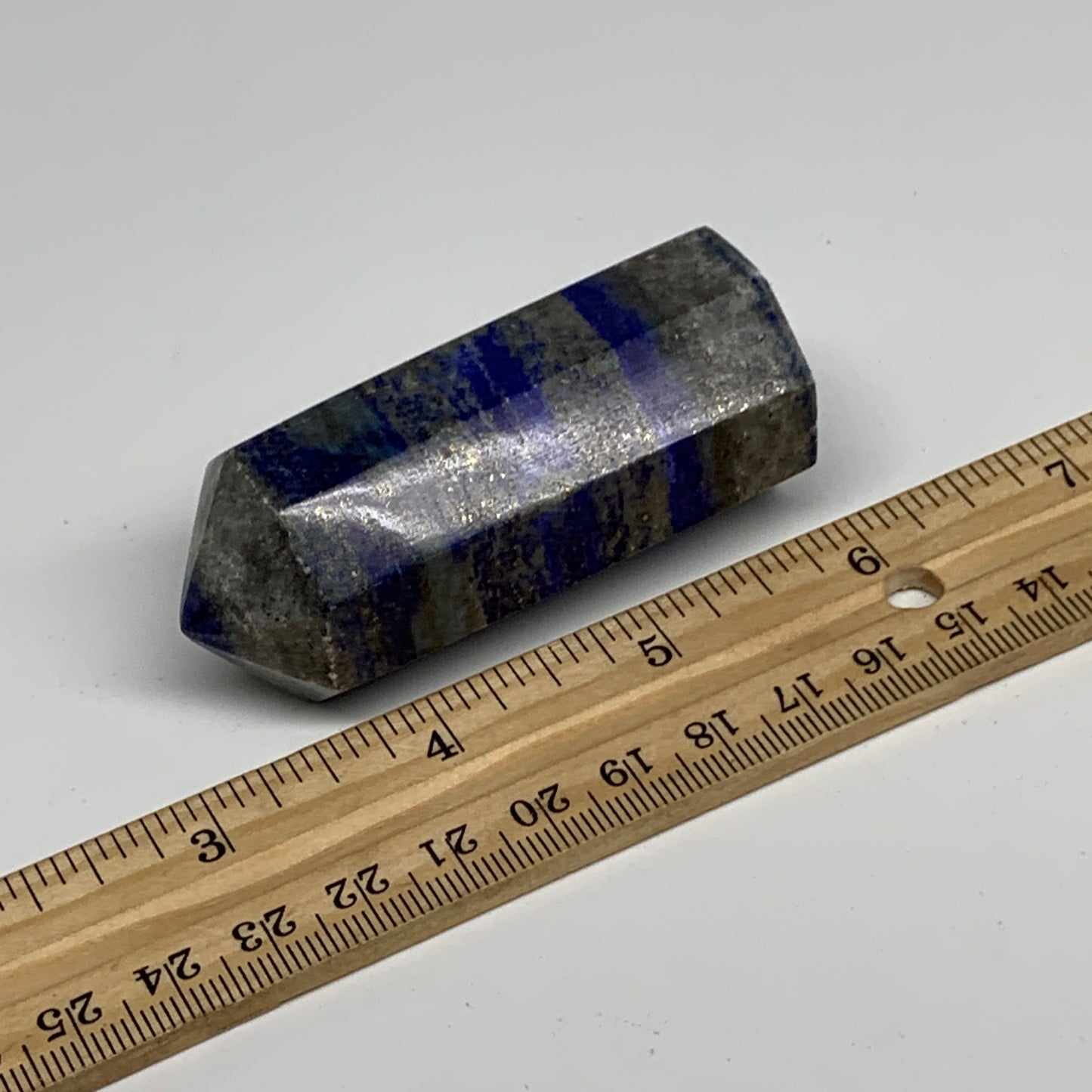 128.6g, 2.7"x1.1", Natural Lapis Lazuli Tower Point Obelisk Afghanistan,B30369