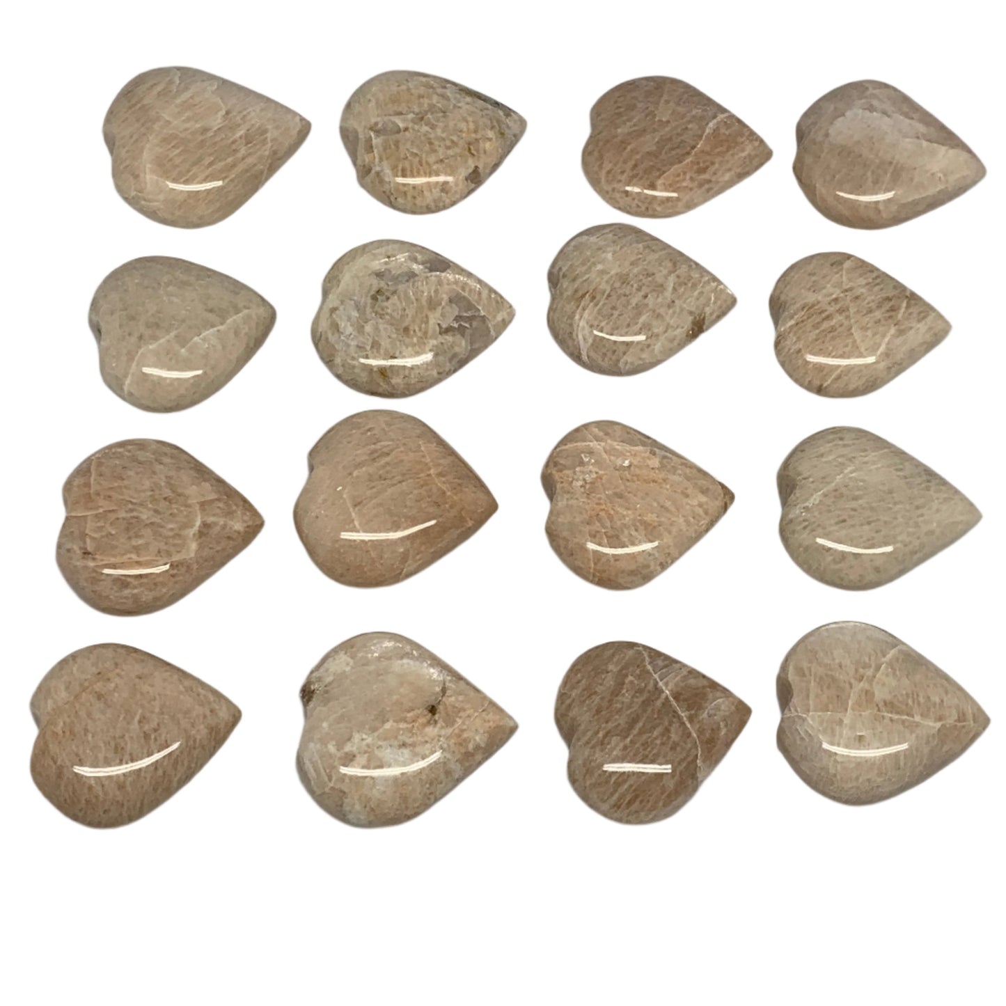 1000g (2.2 lbs) ,16 pcs, 1.7"- 2.2", Peach Moonstone Hearts from India, B2898