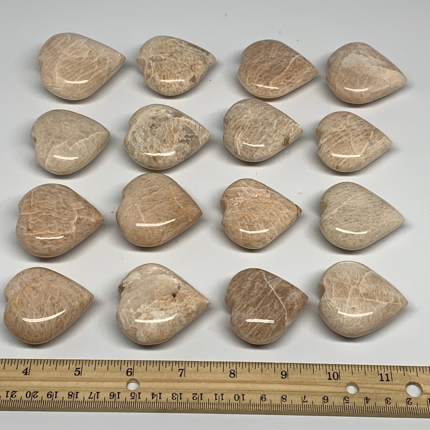 1000g (2.2 lbs) ,16 pcs, 1.7"- 2.2", Peach Moonstone Hearts from India, B2898