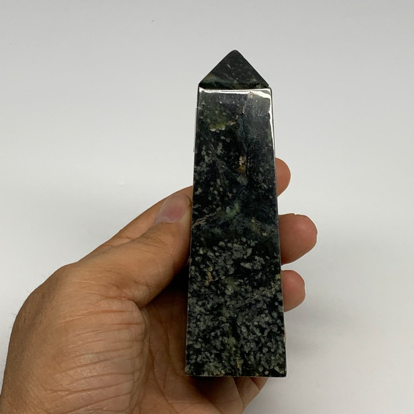 259.8g, 4.4"x1.4"x1.3", Serpentine Point Tower Obelisk Crystal @Pakistan, B29619