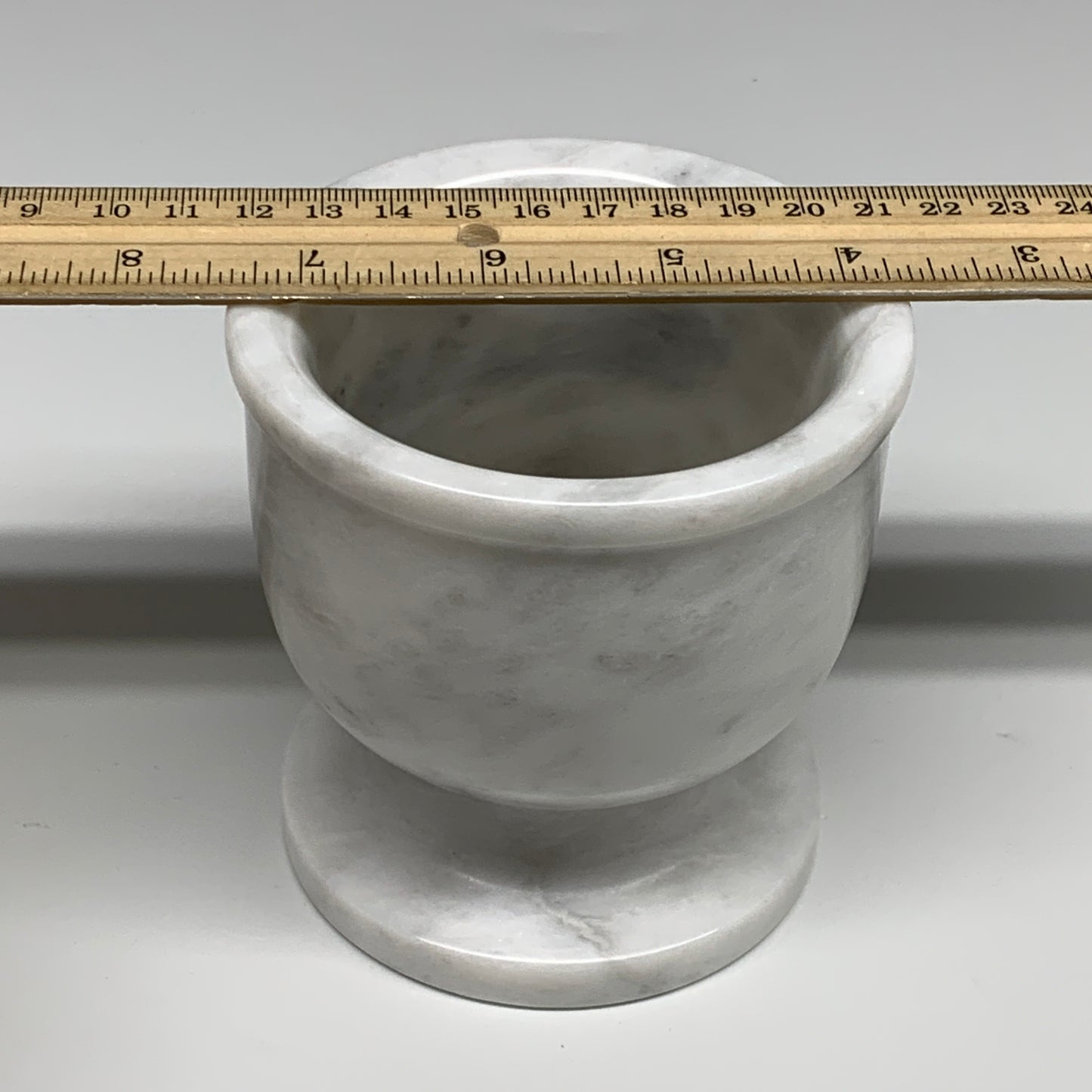 2.35 lbs,  3.9"x3.8", Natural Marble Crystal Pestle and Mortar Handmade, B32525
