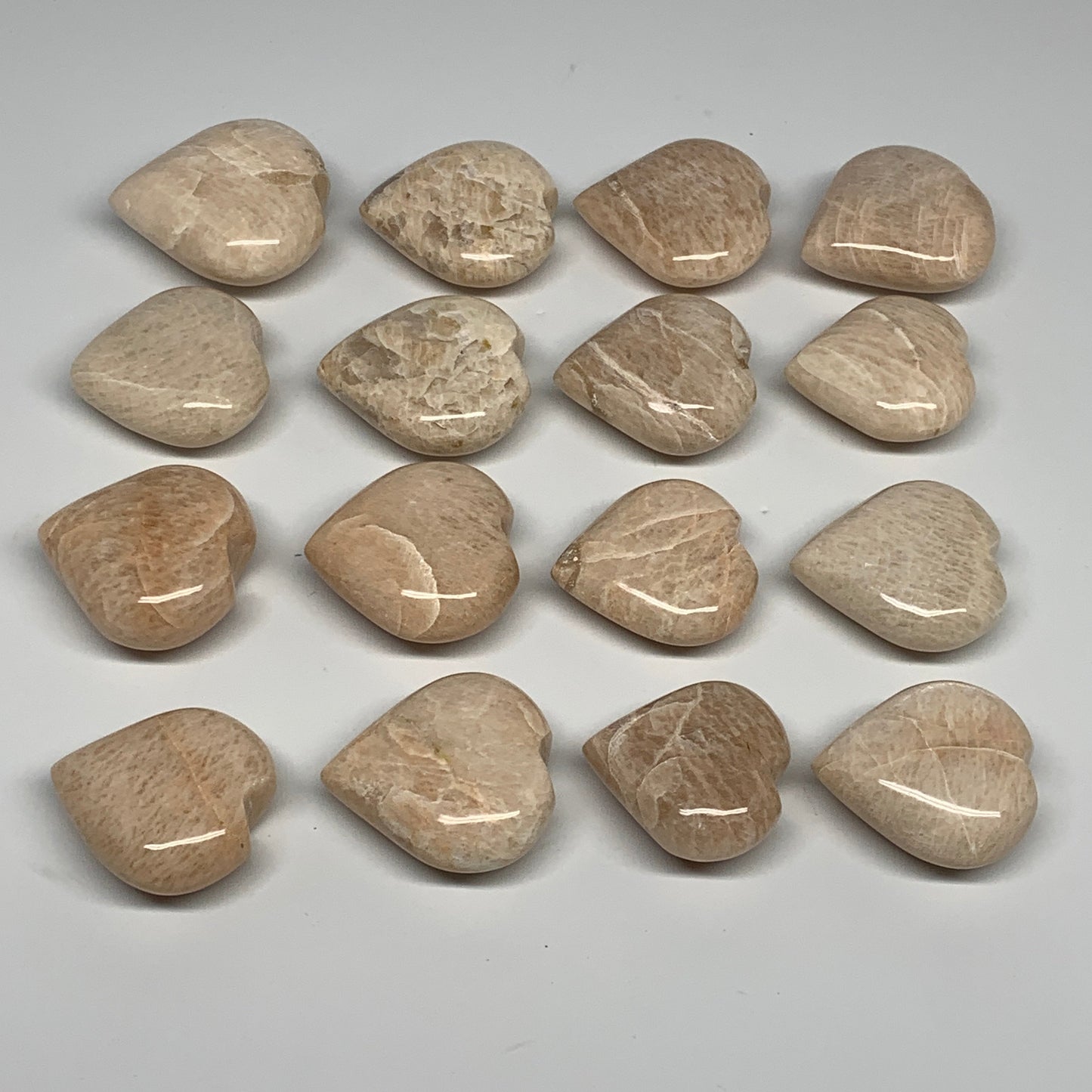 1000g (2.2 lbs) ,16 pcs, 1.7"- 2.2", Peach Moonstone Hearts from India, B2898