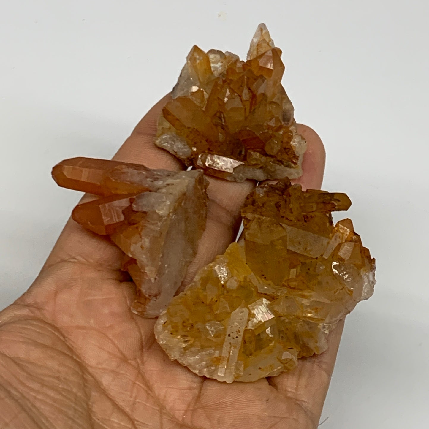 76.1g, 1.5"-2.2", 3pcs, Orange Quartz Cluster Crystal Terminated @Brazil, B28886