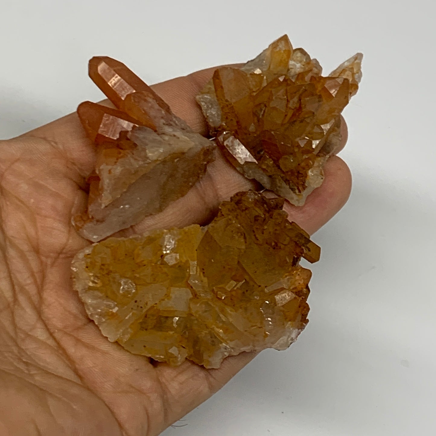 76.1g, 1.5"-2.2", 3pcs, Orange Quartz Cluster Crystal Terminated @Brazil, B28886