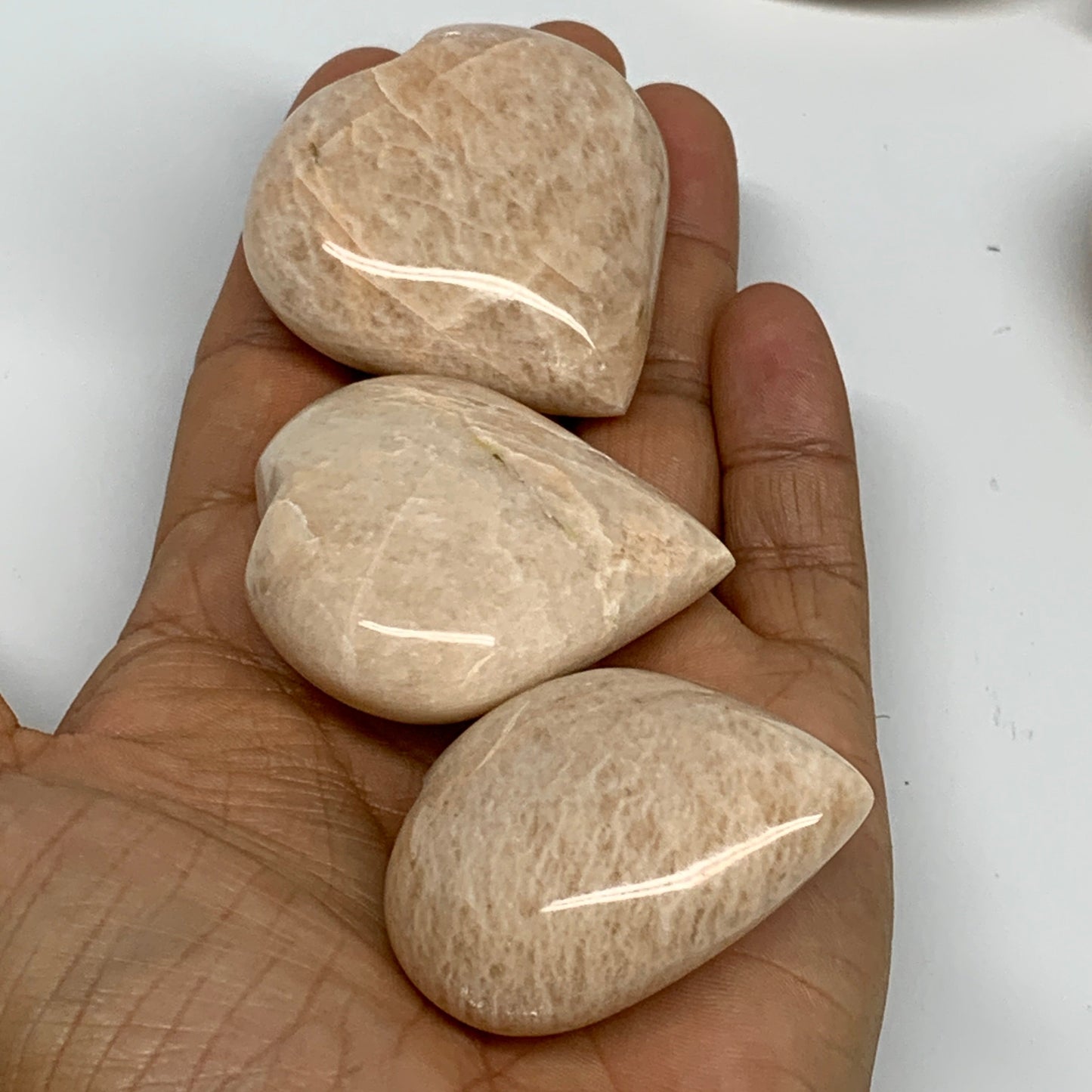 1000g (2.2 lbs) ,16 pcs, 1.7"- 2.2", Peach Moonstone Hearts from India, B2898