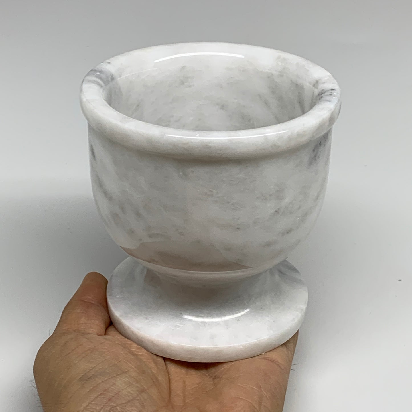 2 lbs, 3.9"x3.8", Natural Marble Crystal Pestle and Mortar Handmade, B32526