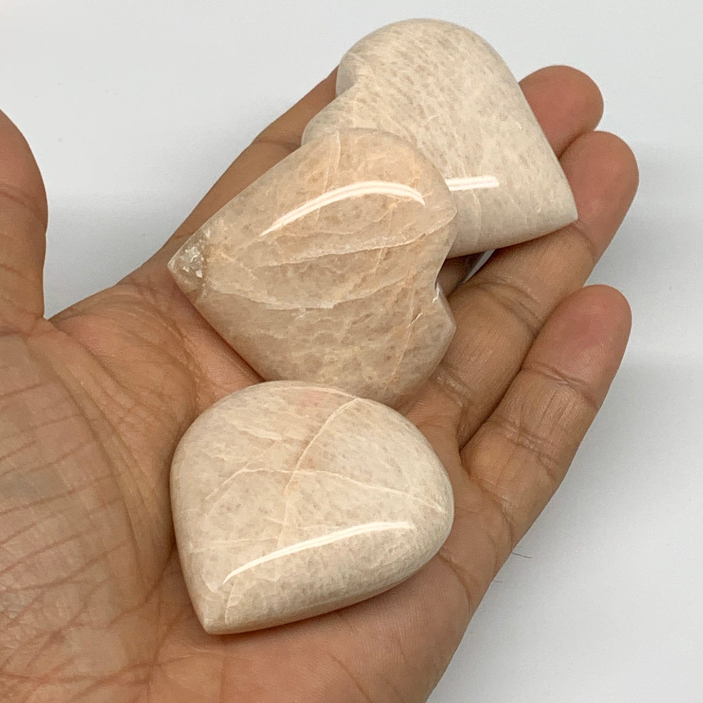 1000g (2.2 lbs) ,16 pcs, 1.7"- 2.2", Peach Moonstone Hearts from India, B2898