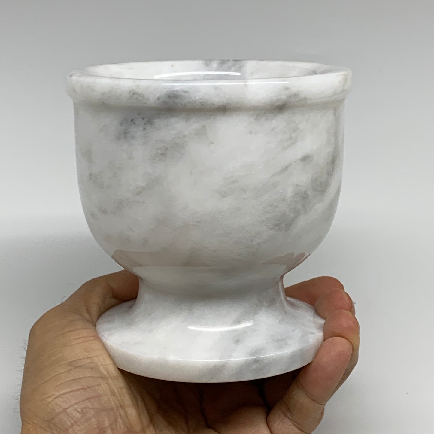 2 lbs, 3.9"x3.8", Natural Marble Crystal Pestle and Mortar Handmade, B32526